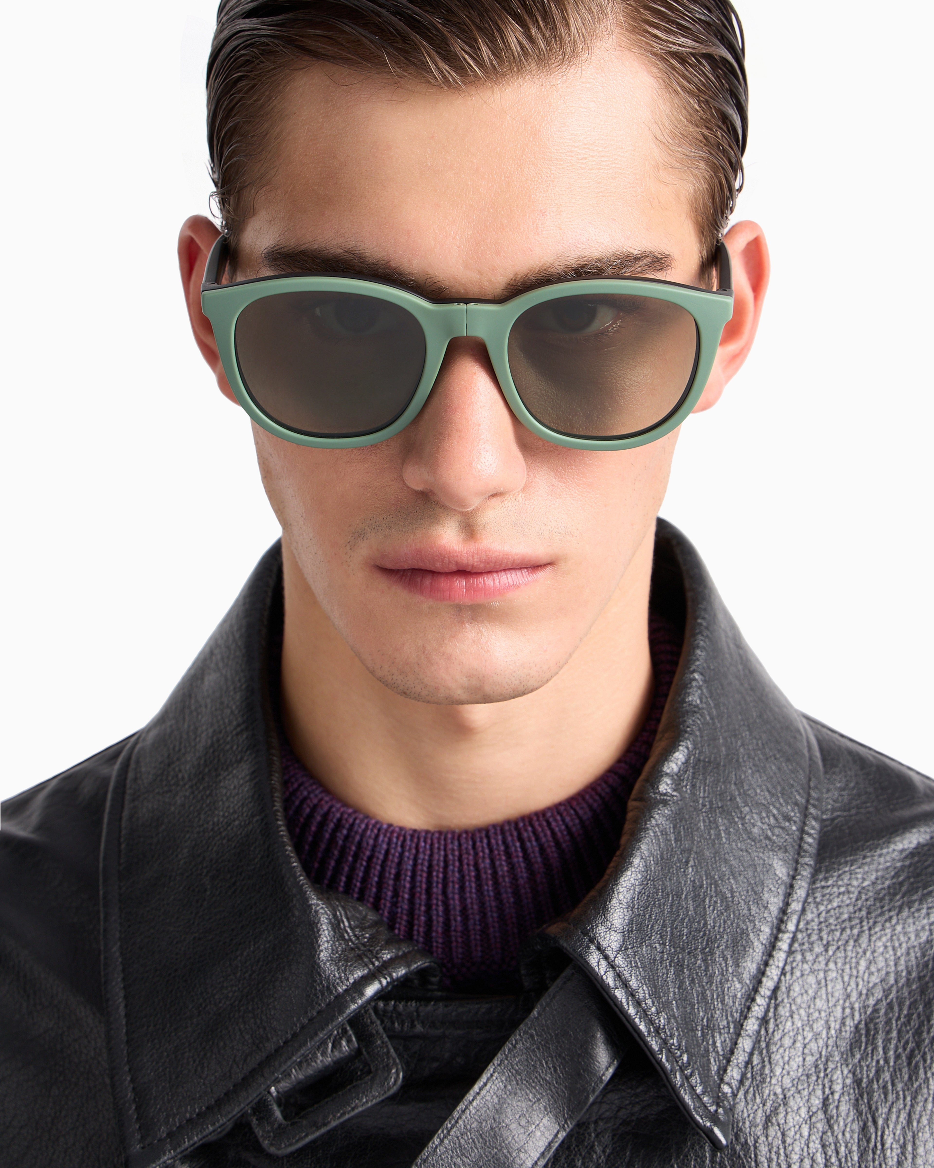 Emporio Armani Men’s panto sunglasses with interchangeable lenses