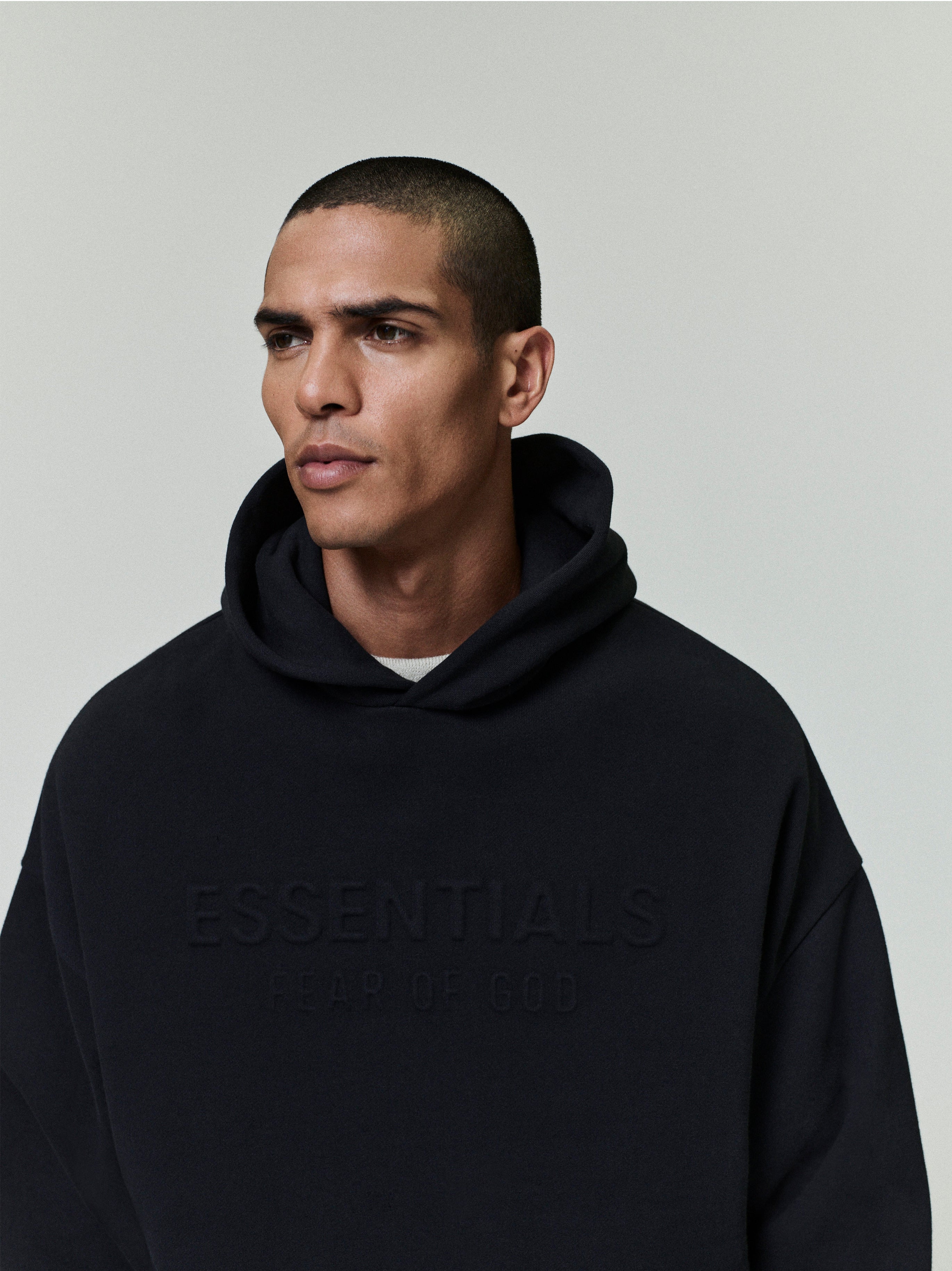 Essentials Embossed Classic Fleece Hoodie Vintage Black
