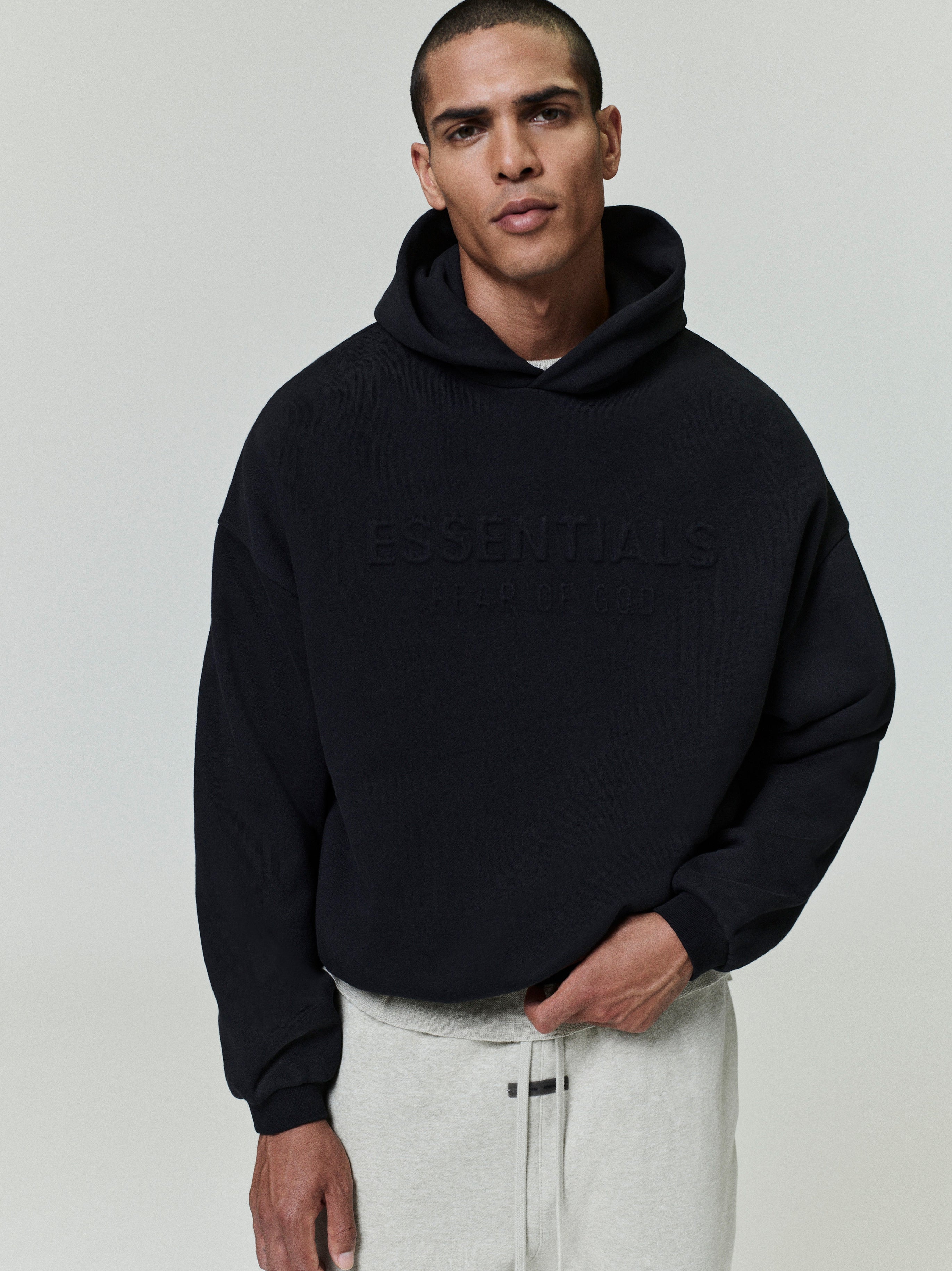 Essentials Embossed Classic Fleece Hoodie Vintage Black