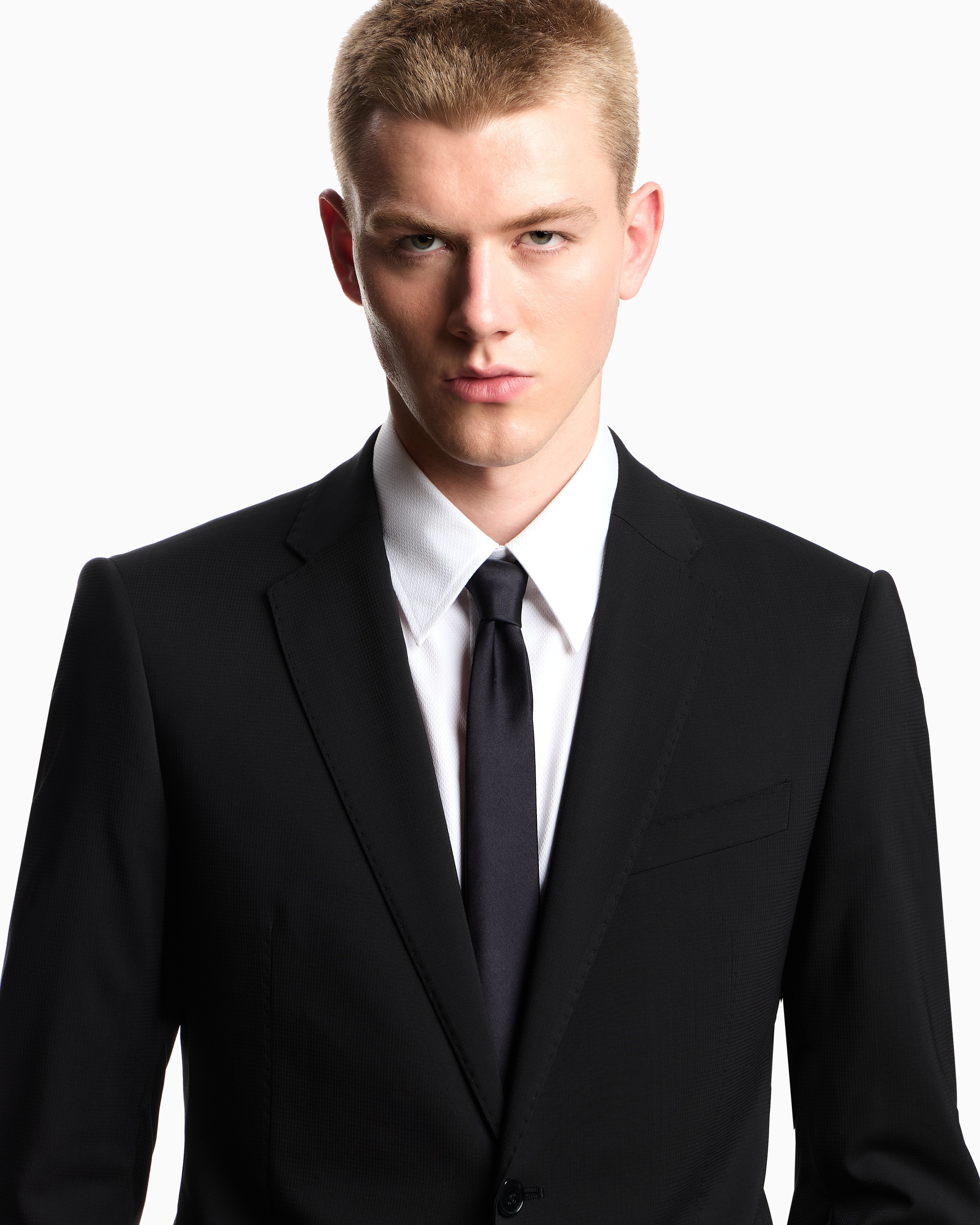 Emporio Armani Single-breasted light wool suit with micro design