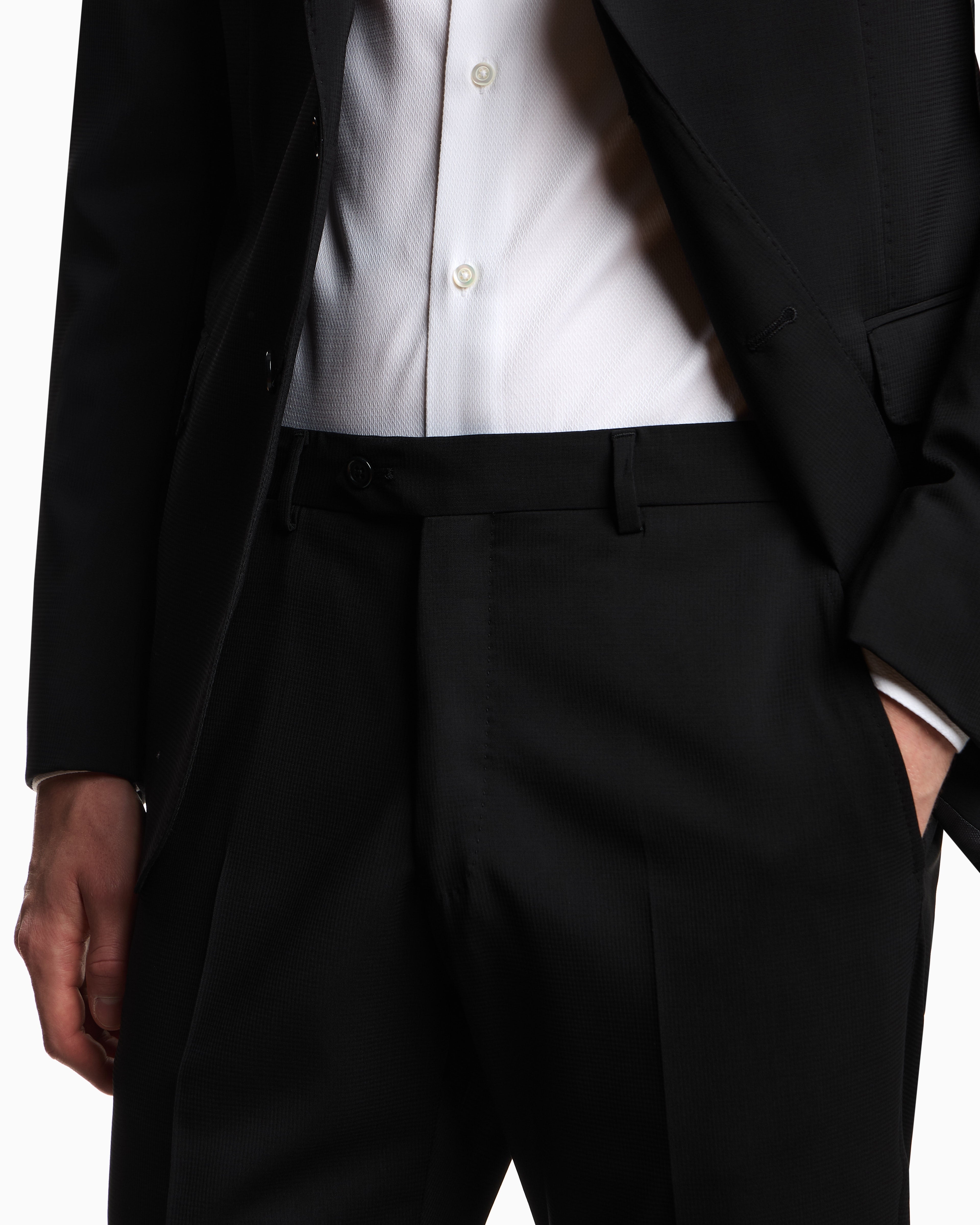 Emporio Armani Single-breasted light wool suit with micro design