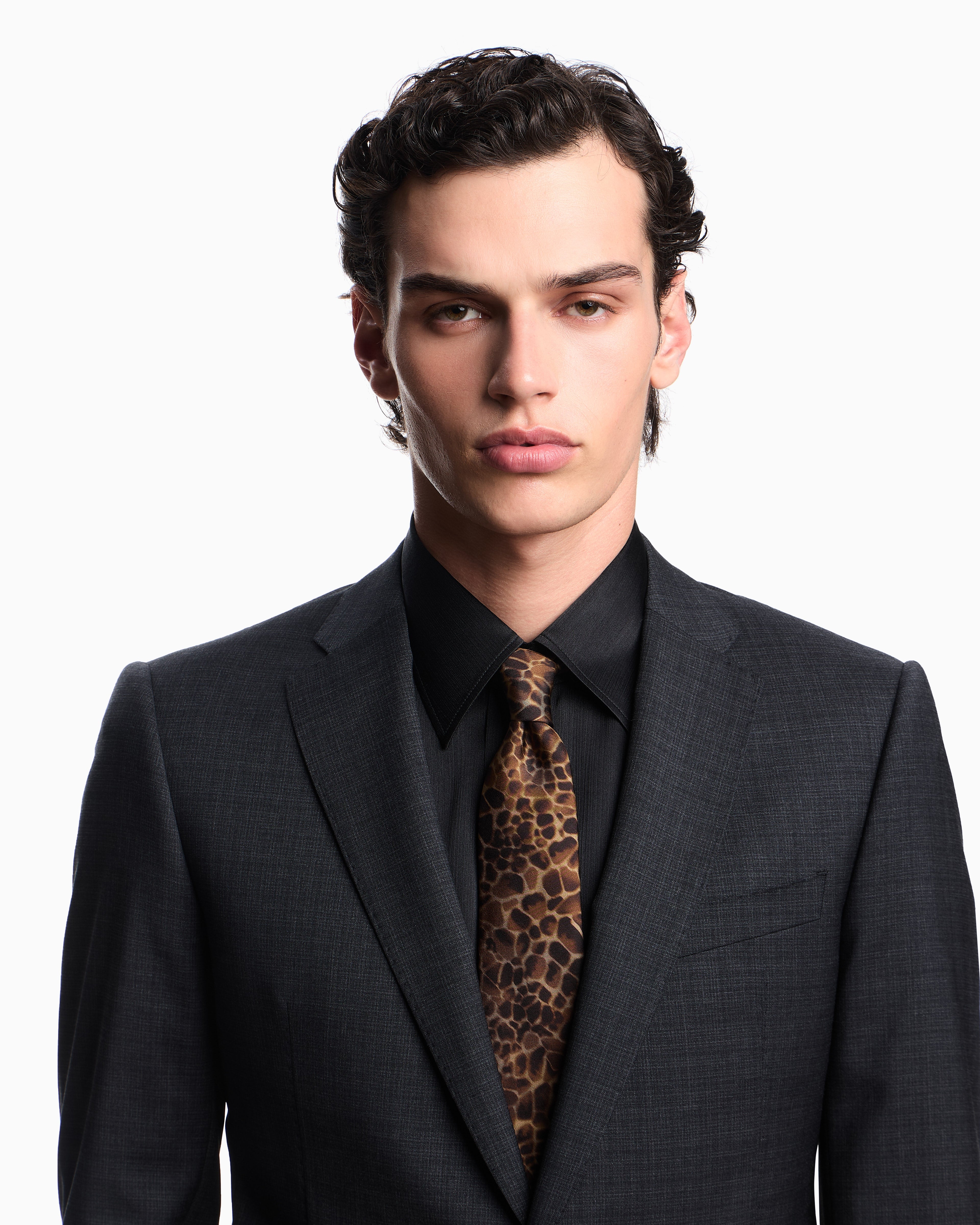 Emporio Armani Single-breasted suit made of tropical light wool with a check motif