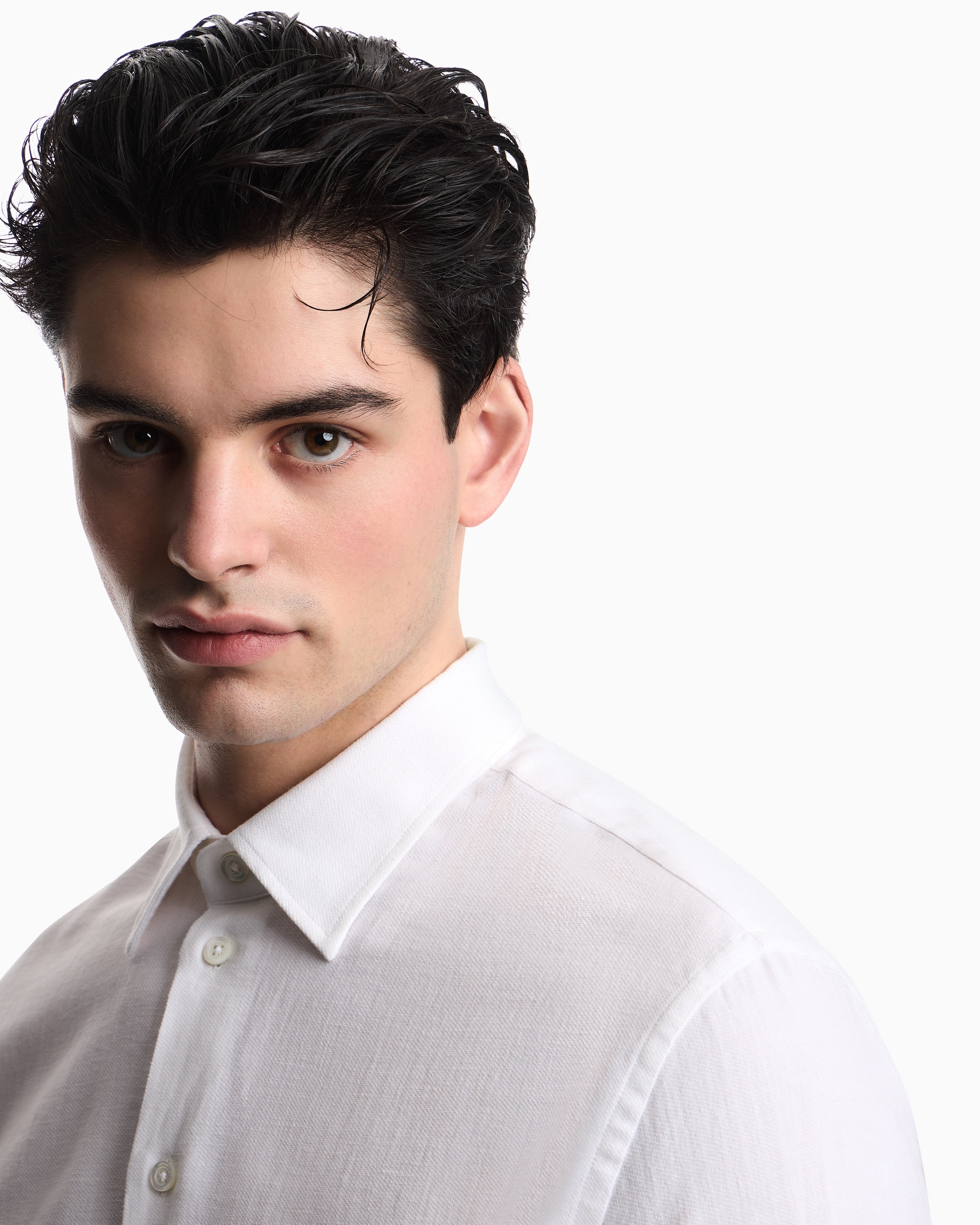 Emporio Armani Textured linen blend shirt