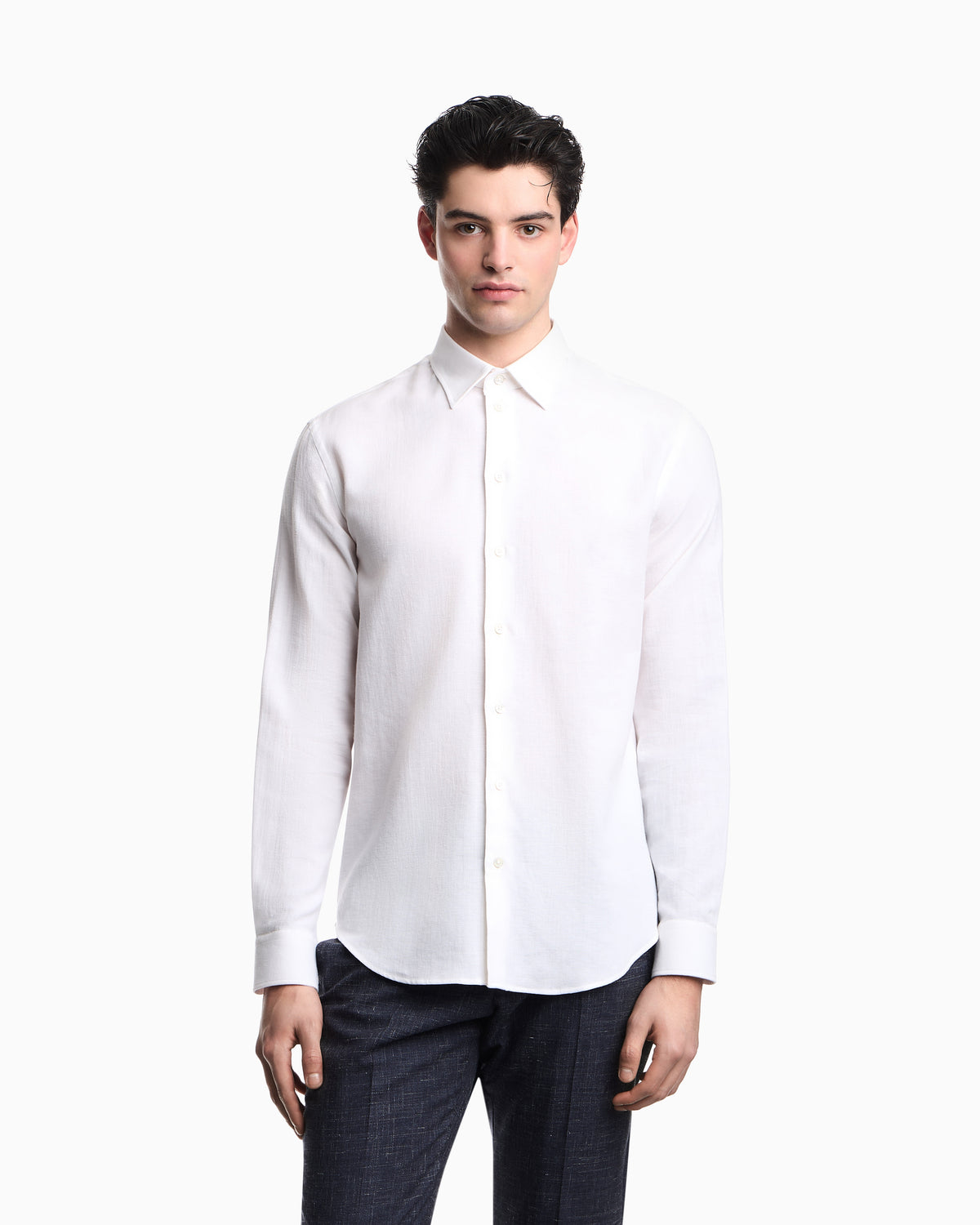 Emporio Armani Textured linen blend shirt
