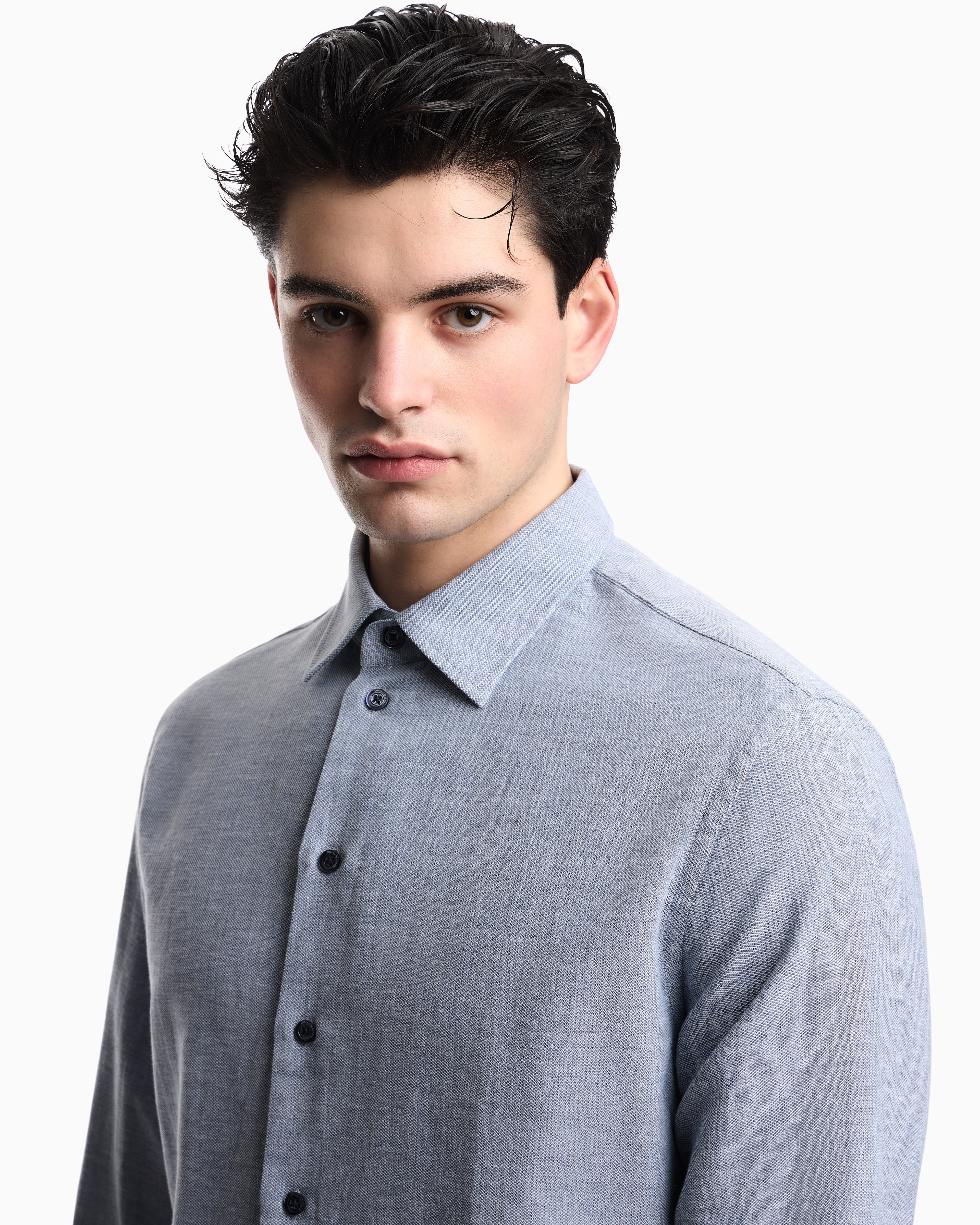 Emporio Armani Textured linen blend shirt