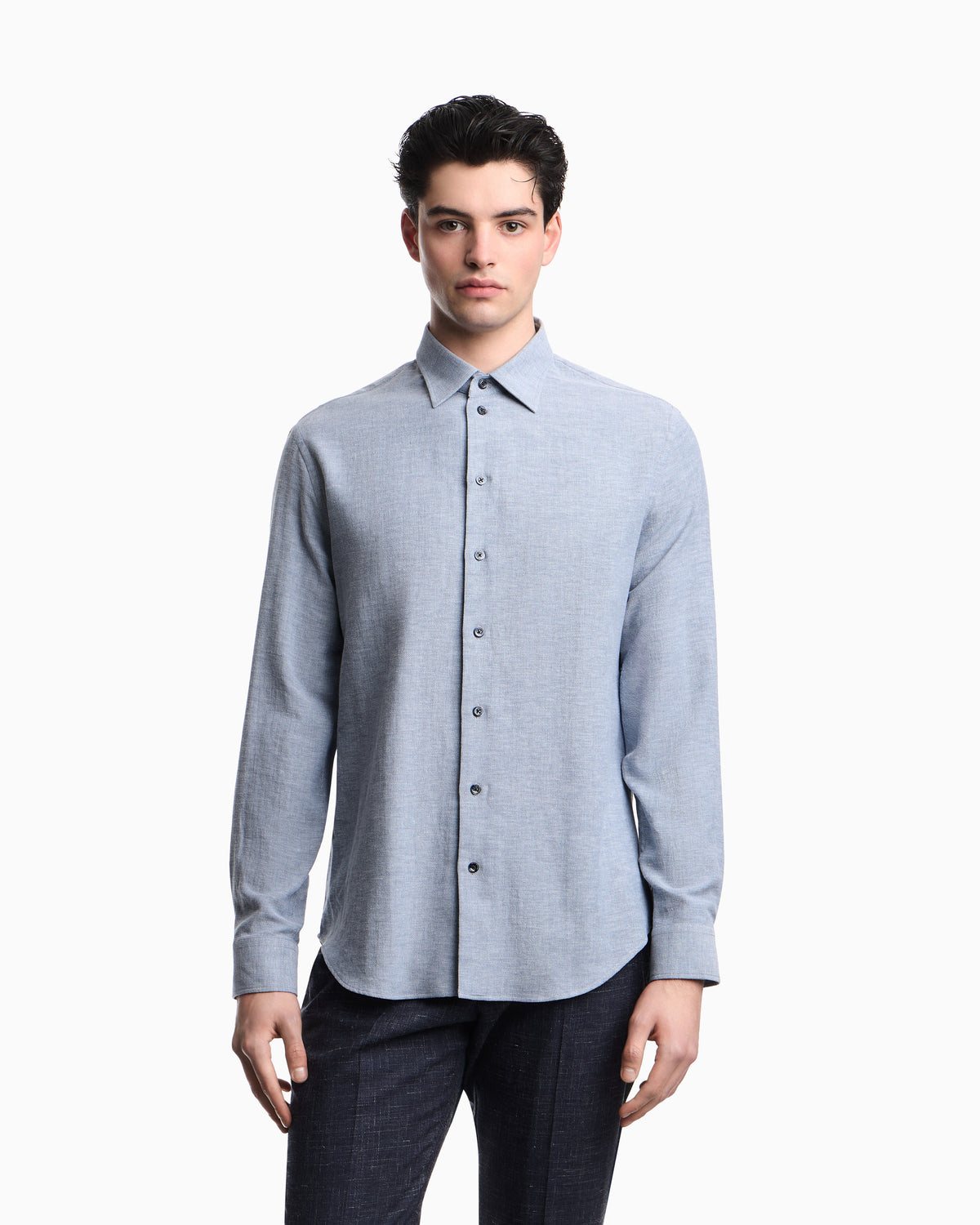 Emporio Armani Textured linen blend shirt