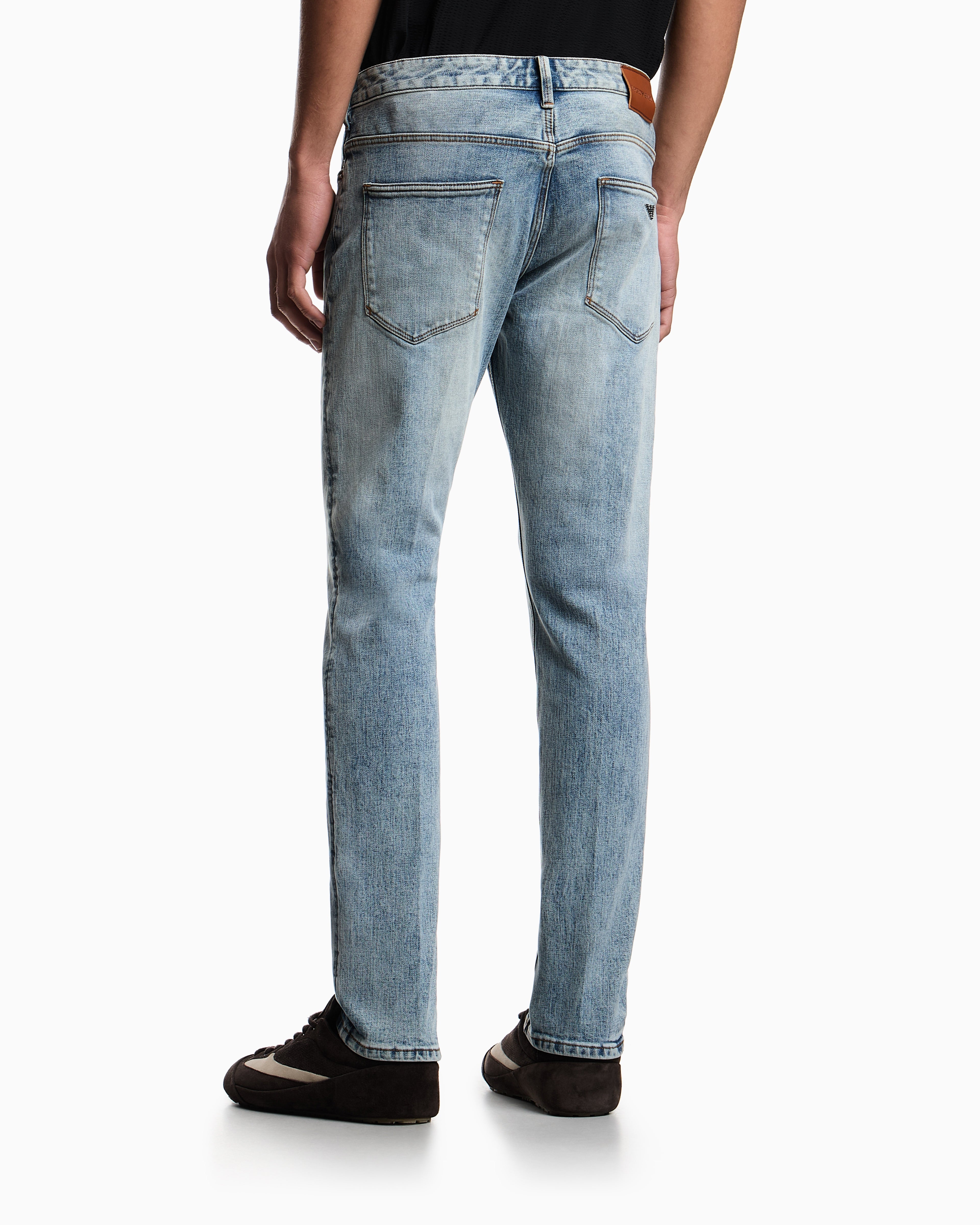 Emporio Armani ASV J06 slim-fit jeans in bleached stretch denim