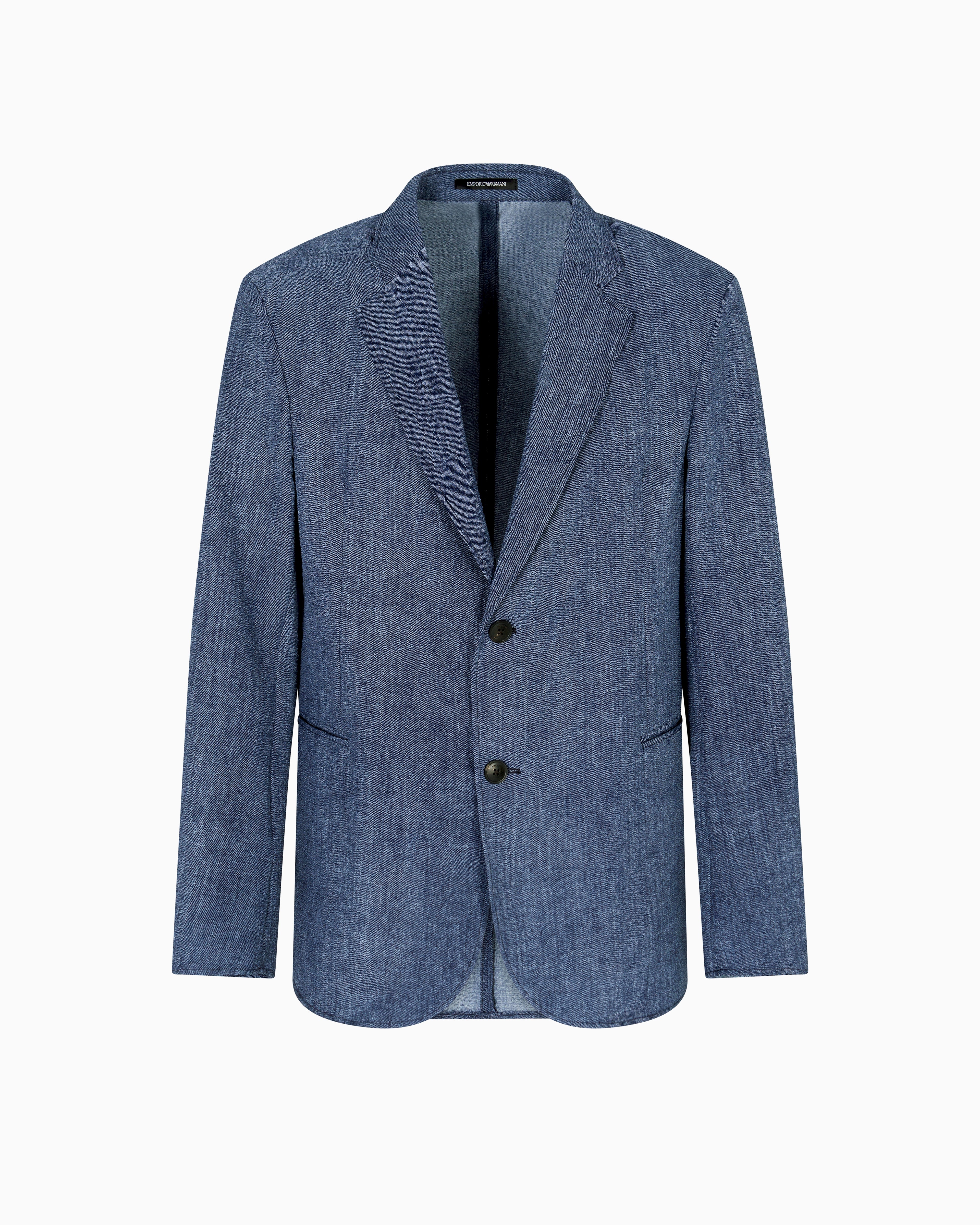 Emporio Armani Printed seersucker single-breasted blazer