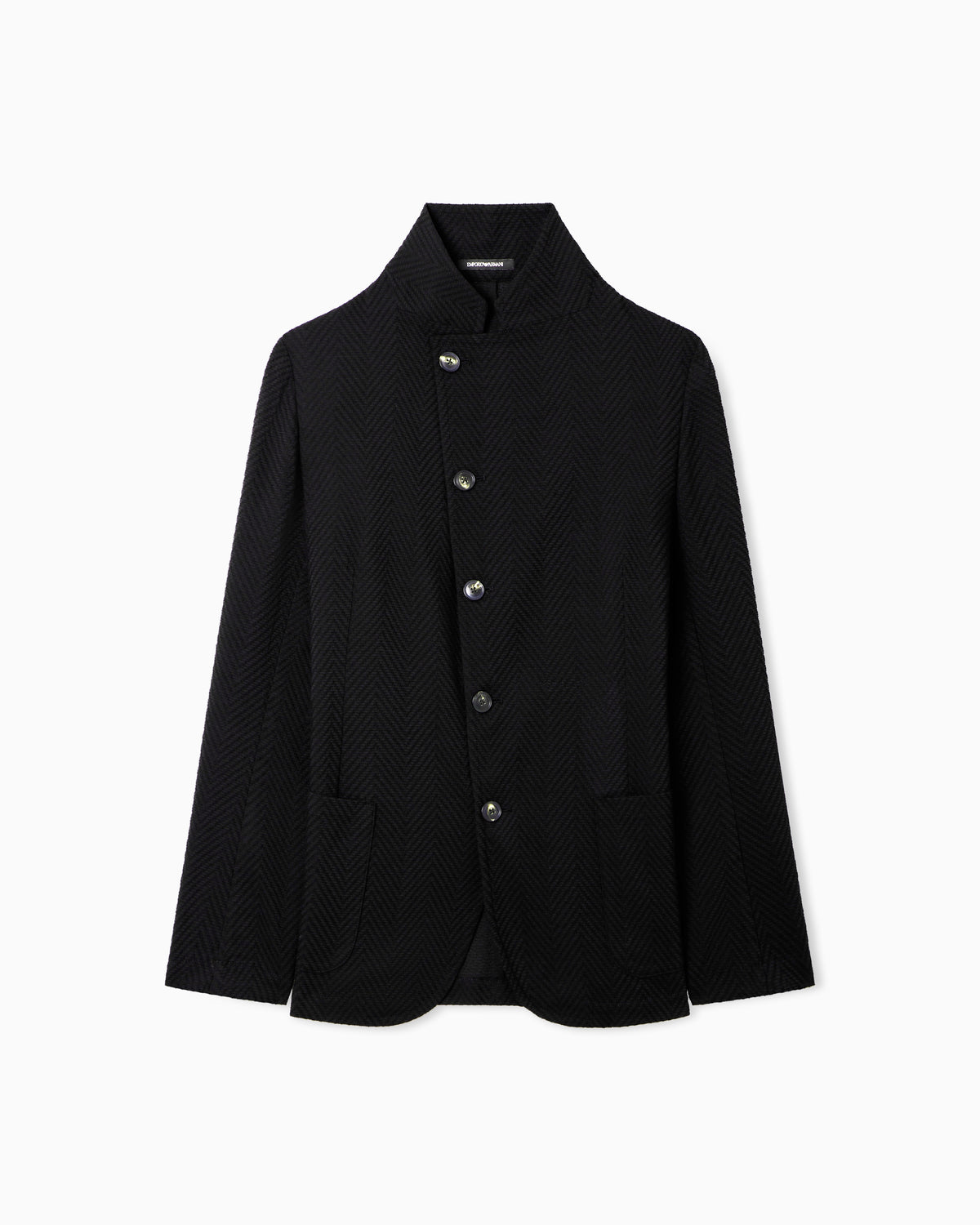 Emporio Armani Guru collar jacket with off-centre fastening in 3D chevron virgin wool