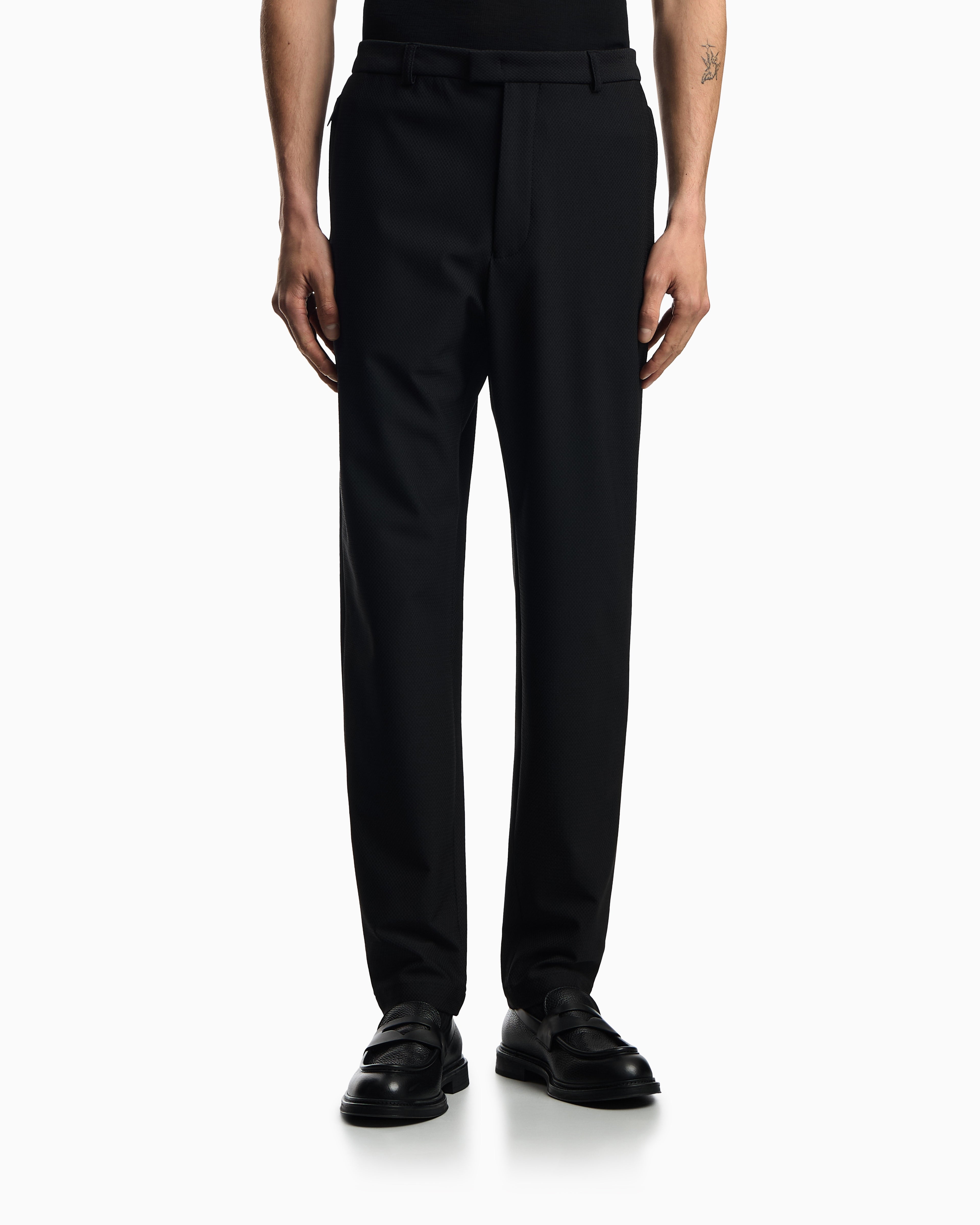 Emporio Armani Technical jersey trousers with 3D-effect micro texture