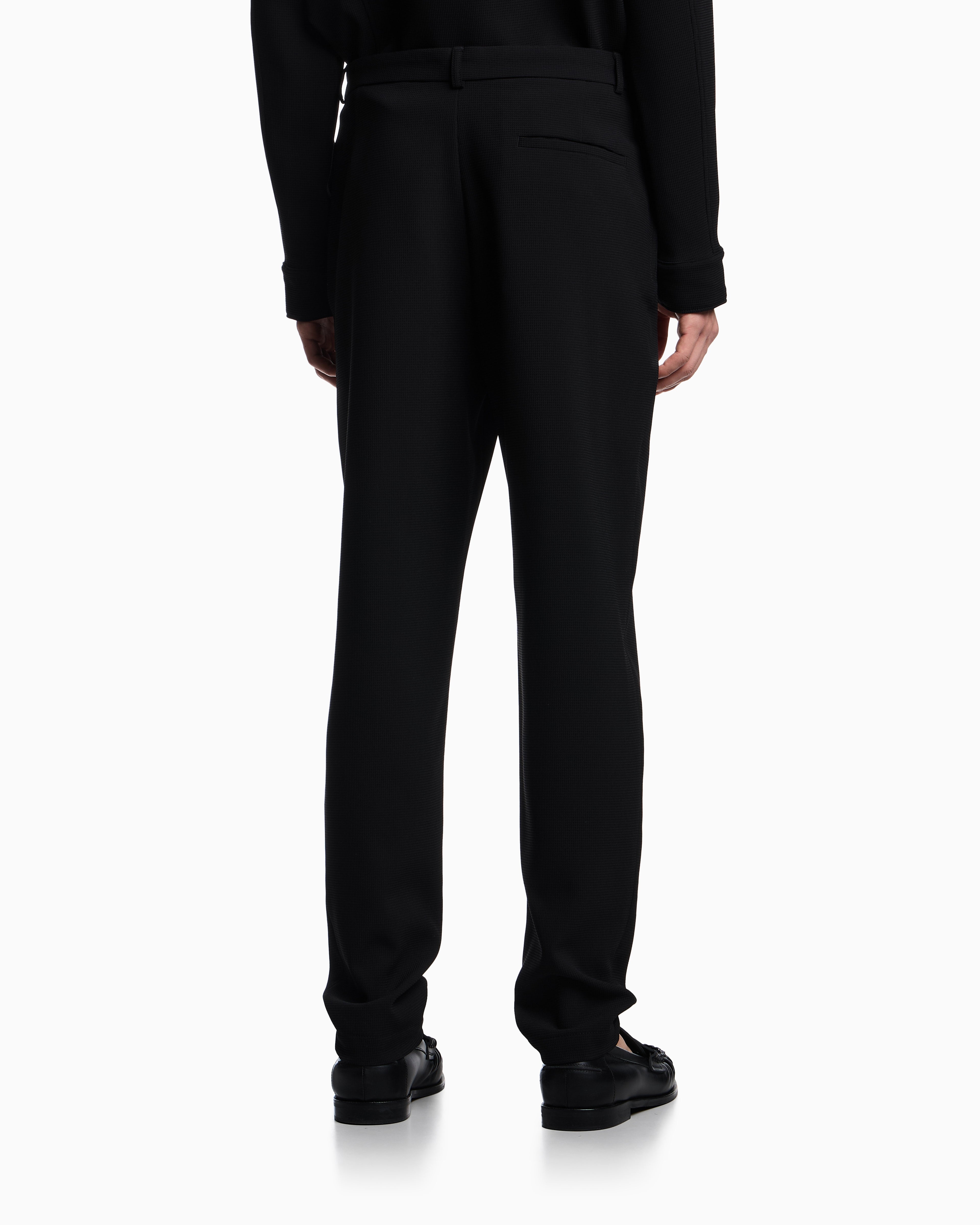 Emporio Armani Icon piqué-effect micro-textured crêpe jersey trousers