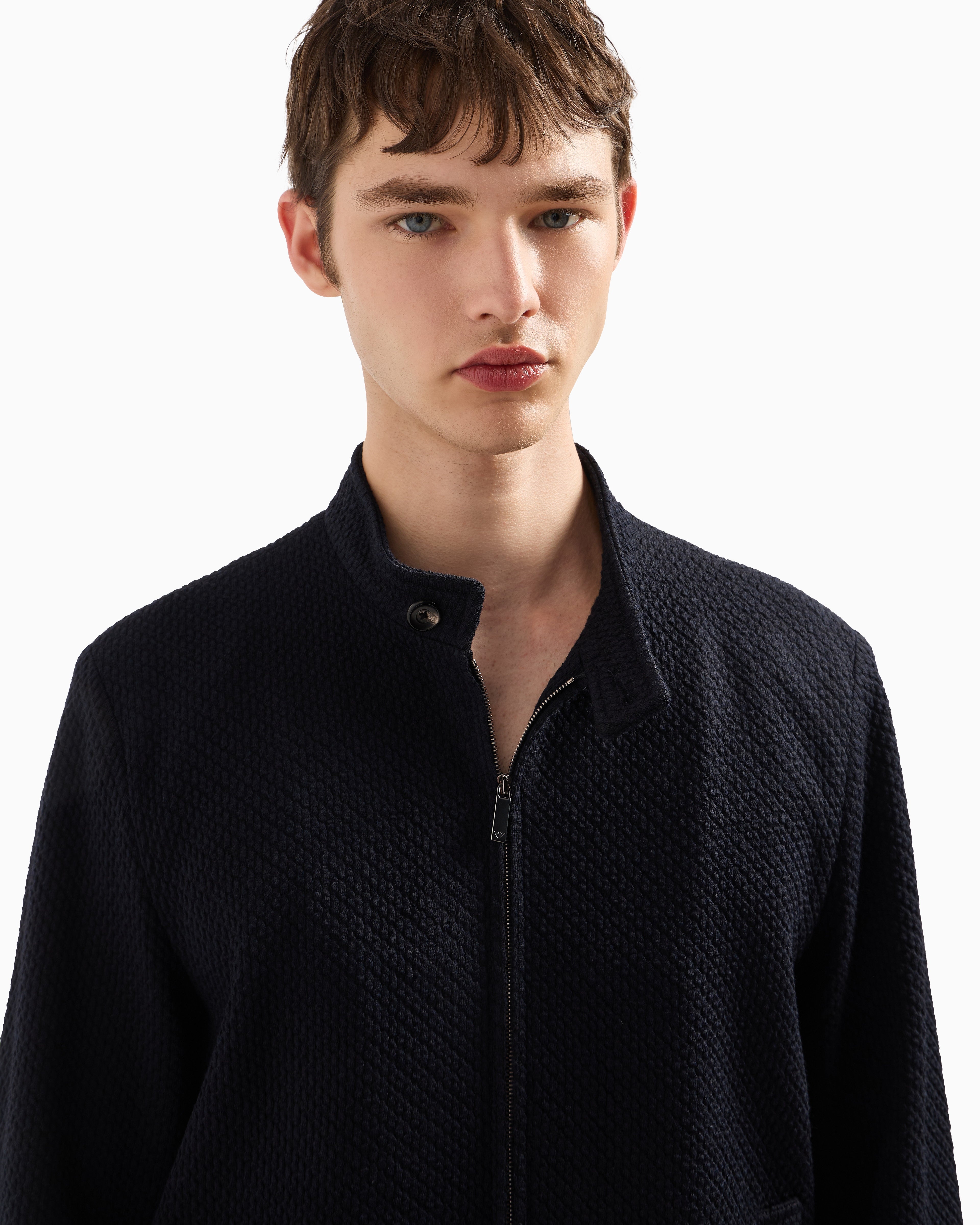 Emporio Armani Blouson in 3D-effect jersey-wool blend stretch knit