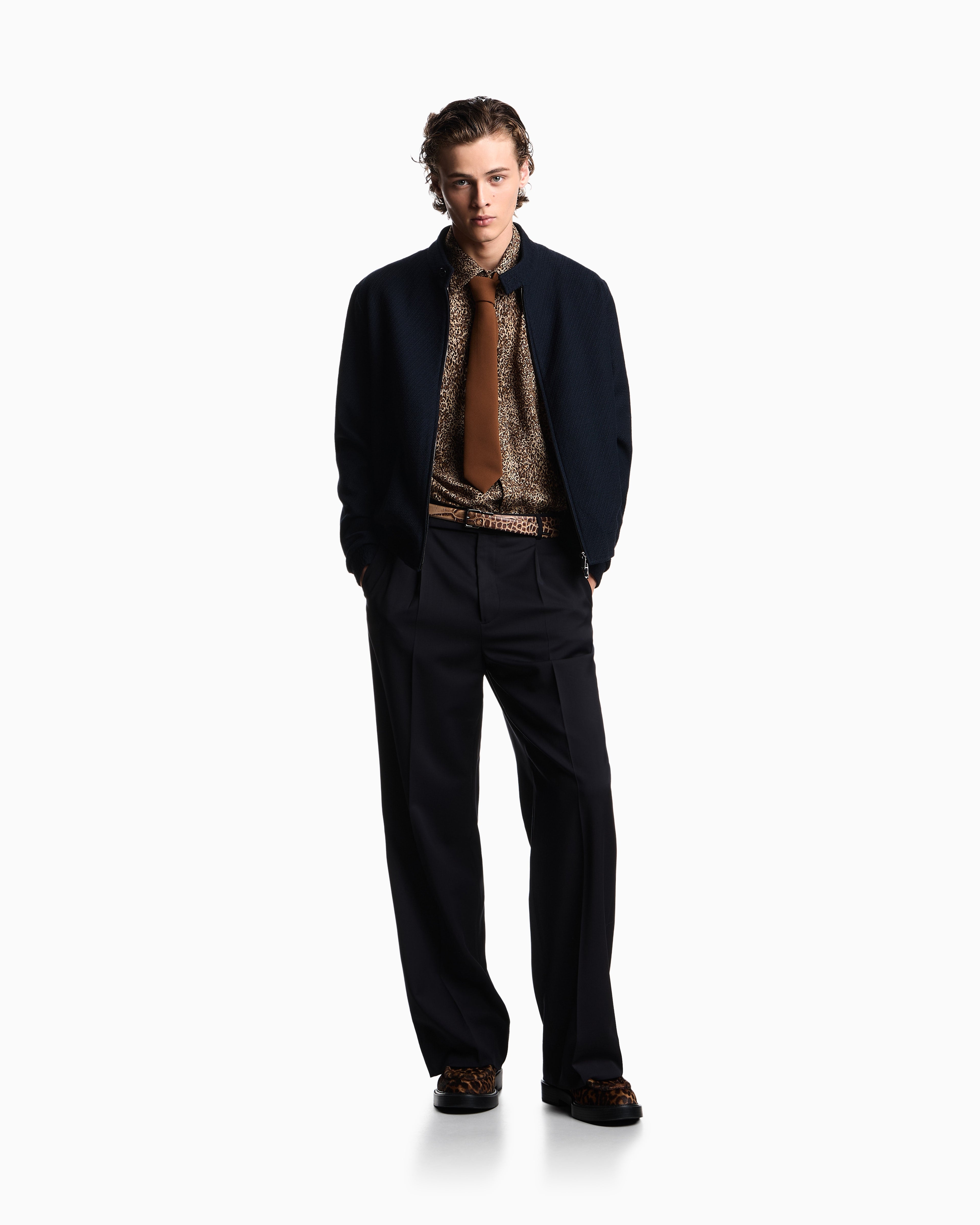 Emporio Armani Icon wool-blend bouclé jersey blouson