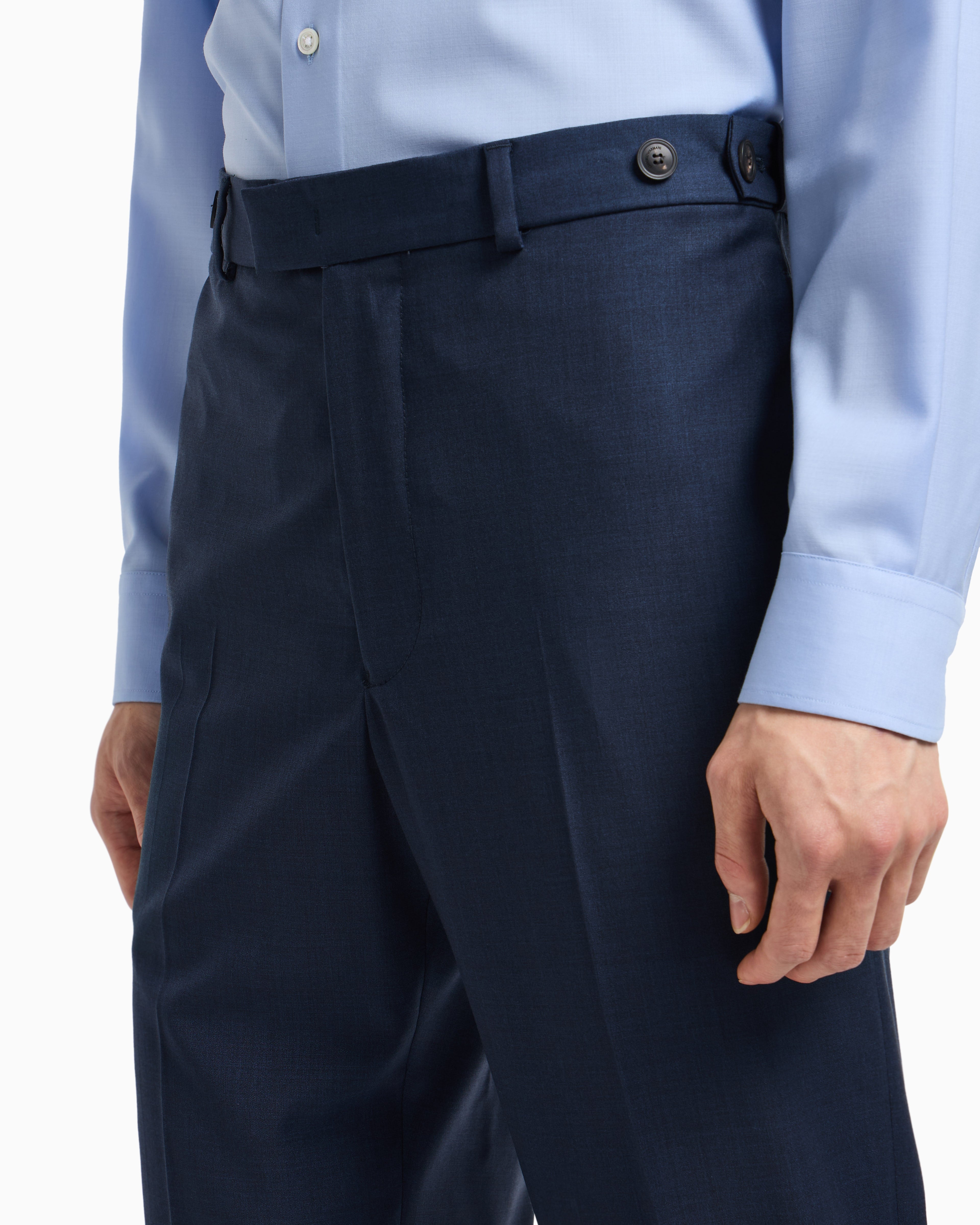 Emporio Armani Icon tropical light wool canvas trousers