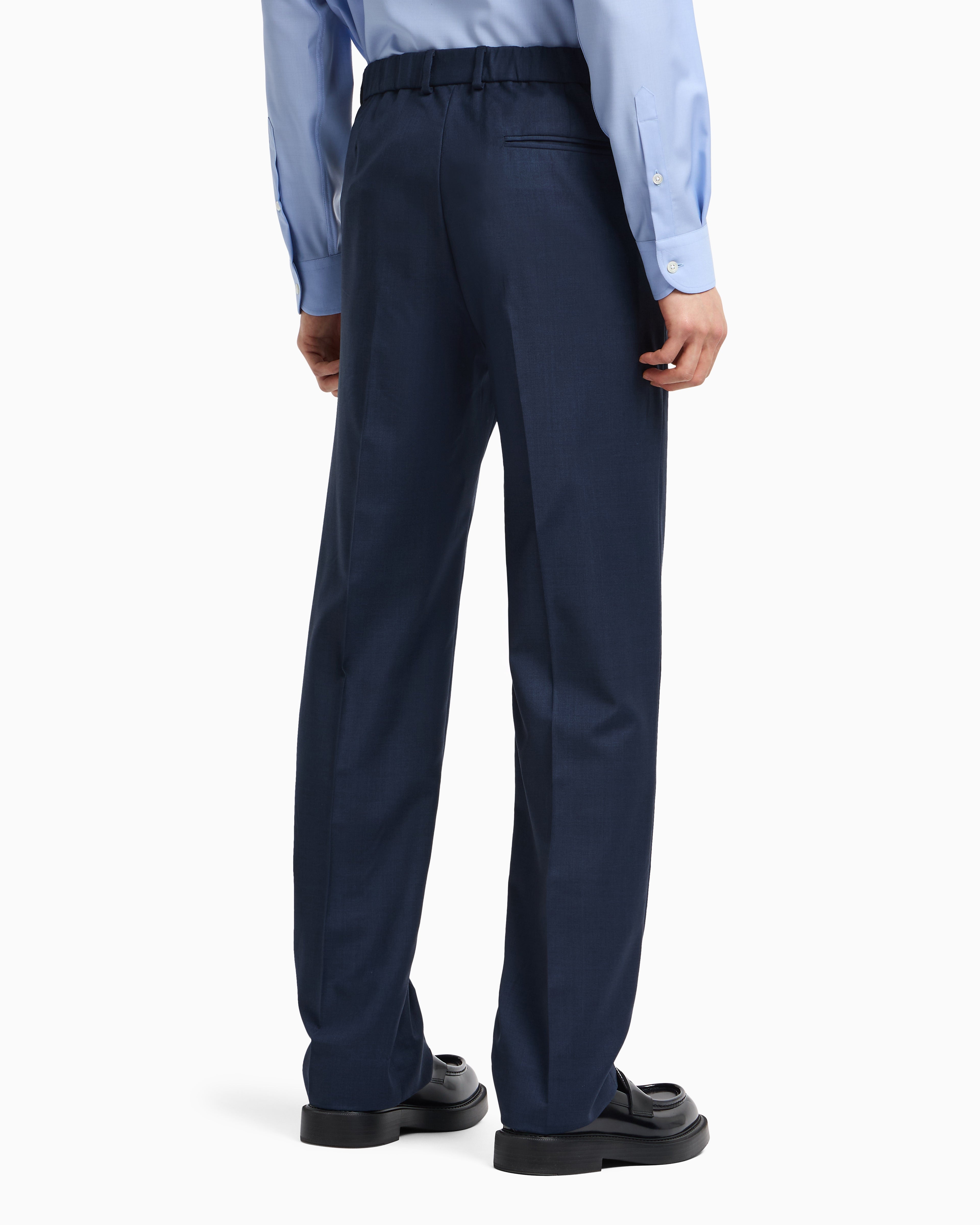 Emporio Armani Icon tropical light wool canvas trousers