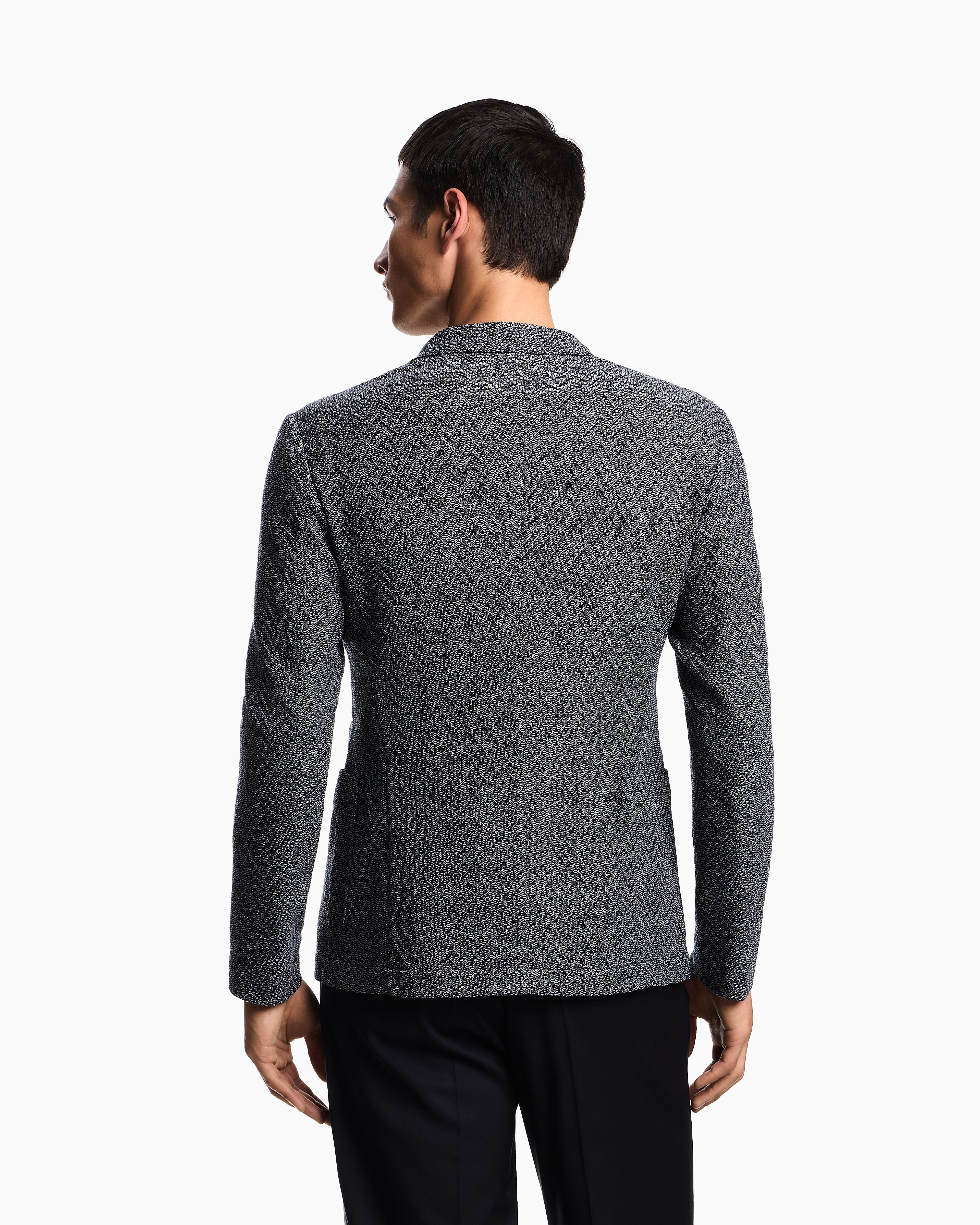 Emporio Armani Icon single-breasted jacket in chevron-motif wool