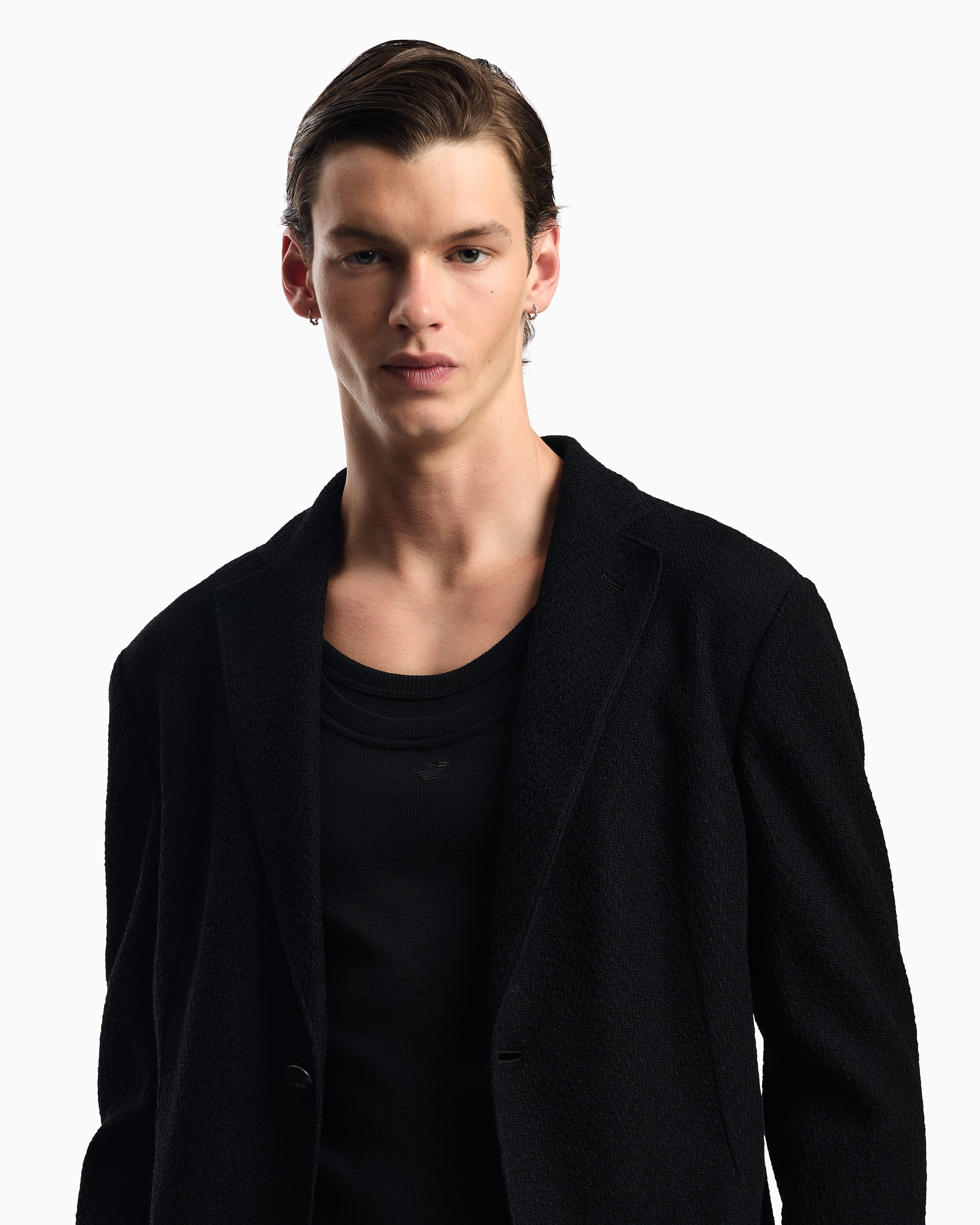Emporio Armani Icon single-breasted jacket in chevron-motif wool
