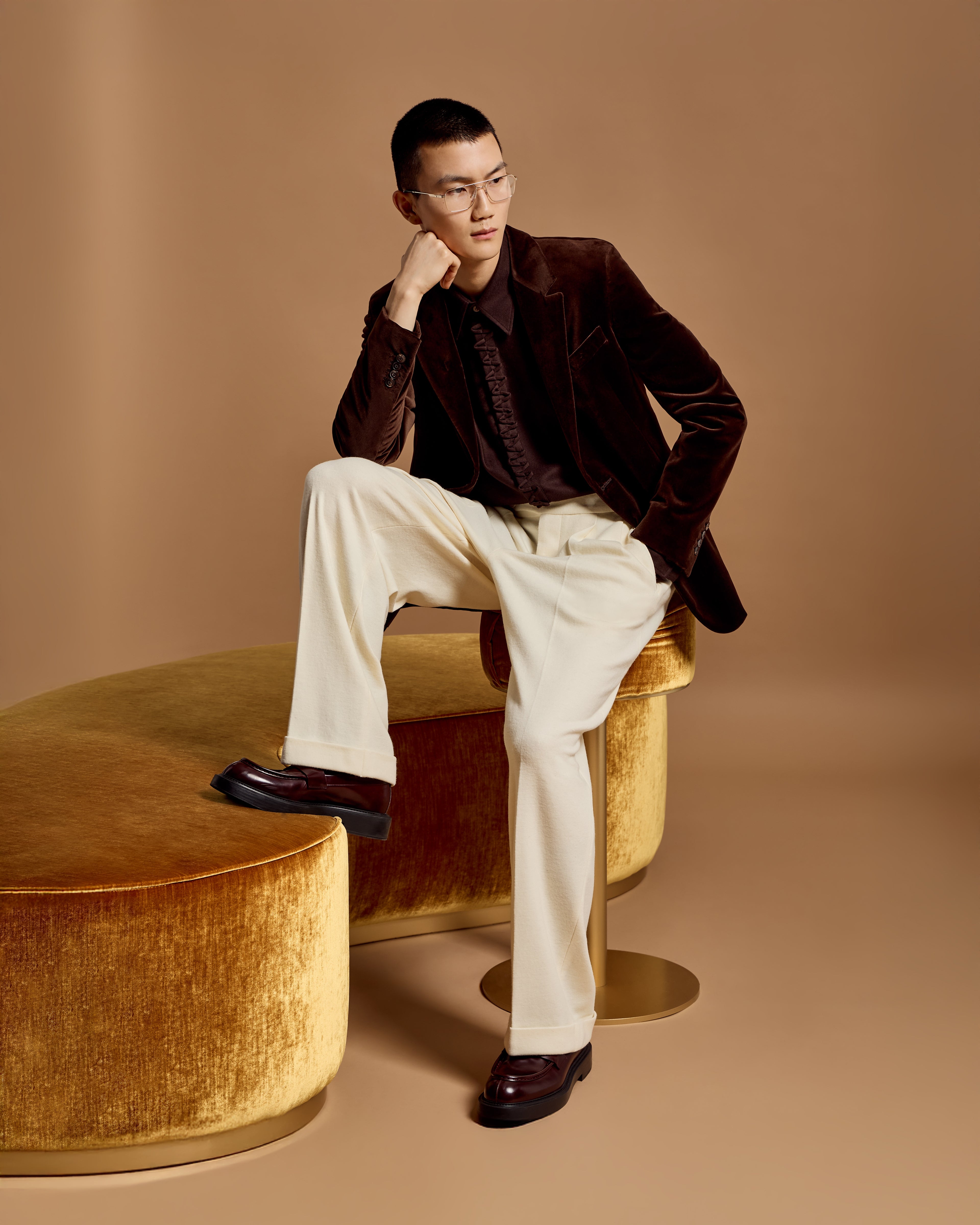 Emporio Armani Single-breasted jacket in smooth velvet