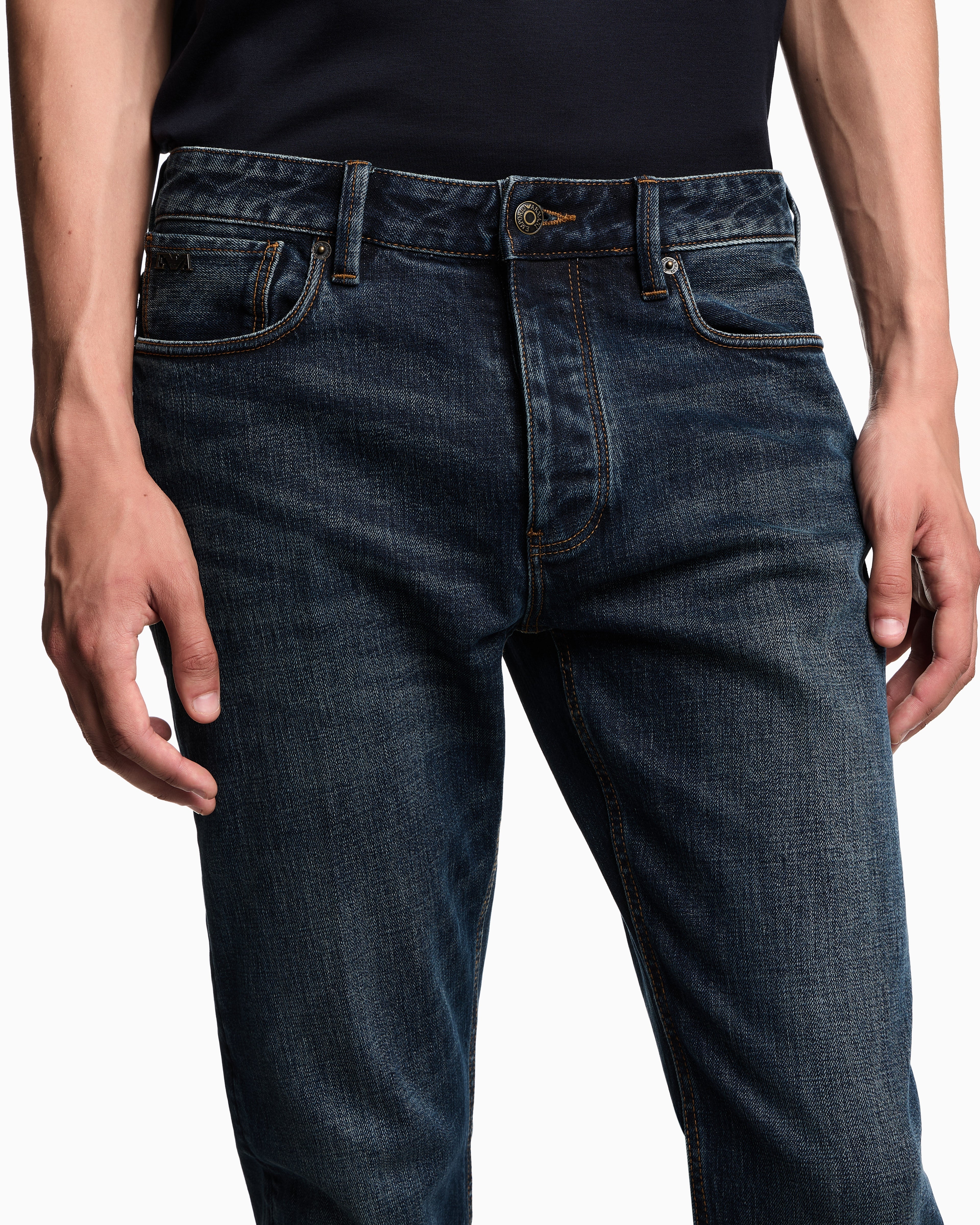 Emporio Armani J75 slim-fit, stone-washed stretch-denim jeans