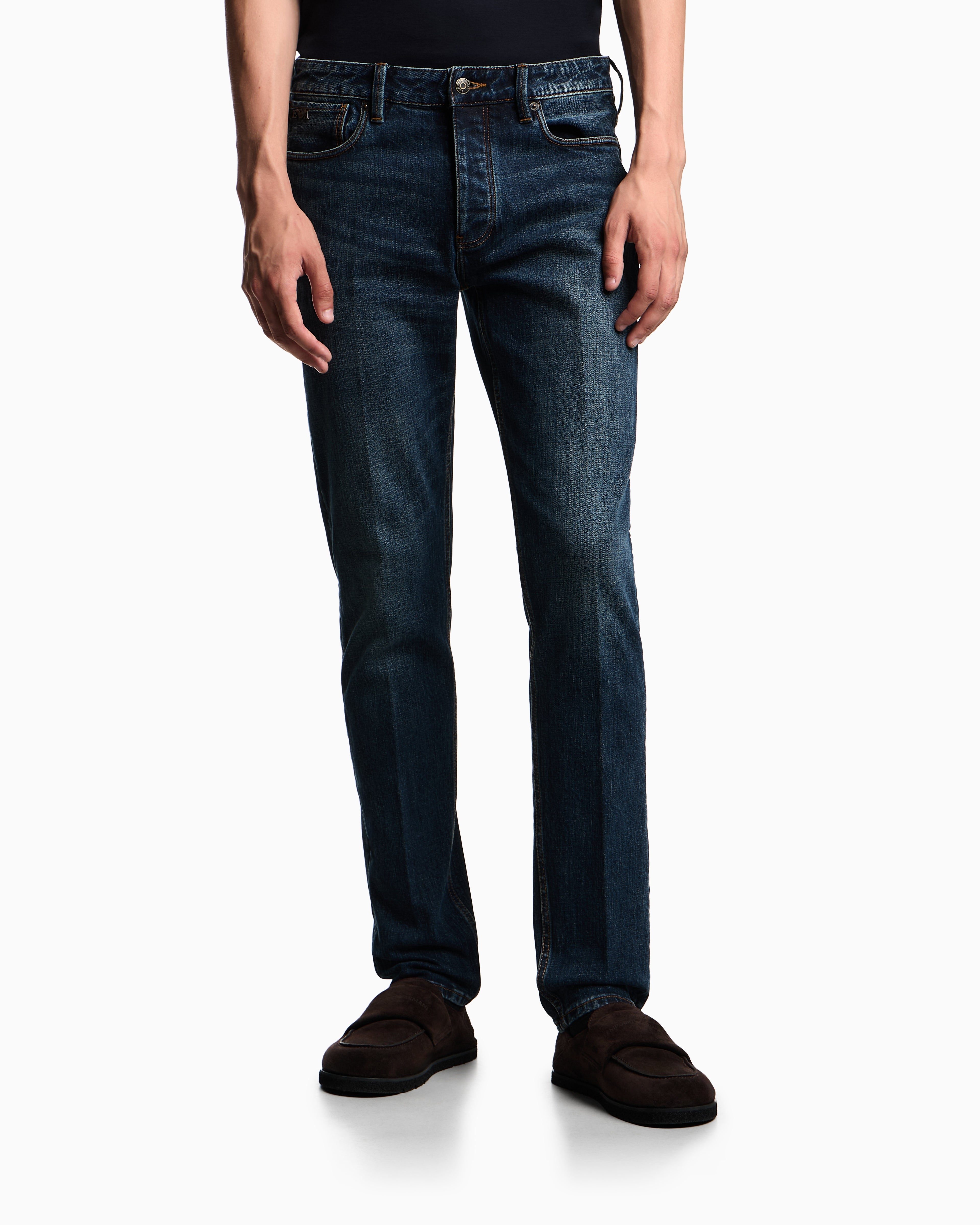 Emporio Armani J75 slim-fit, stone-washed stretch-denim jeans