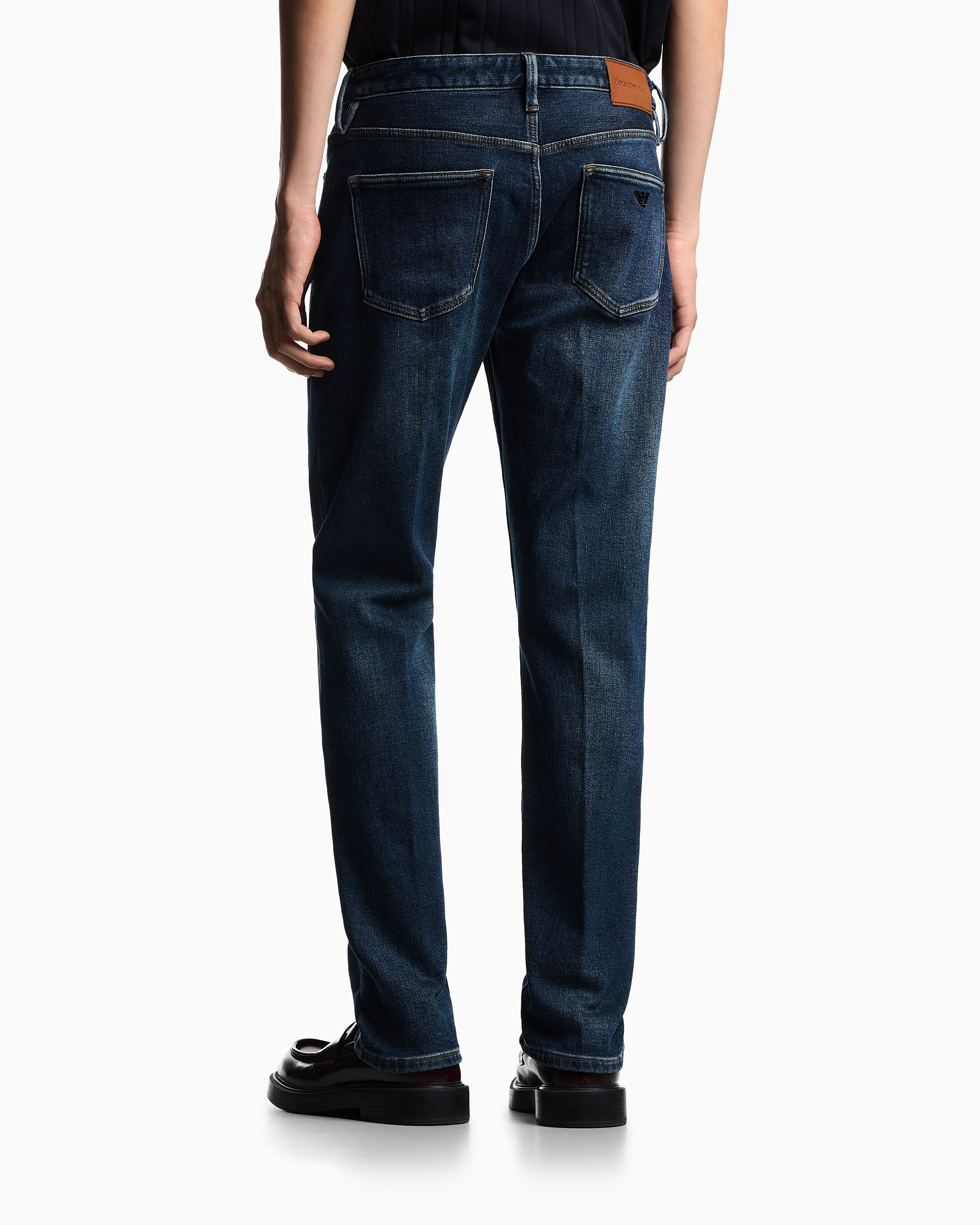Emporio Armani ASV J75 slim-fit jeans in stone-washed brushed stretch denim