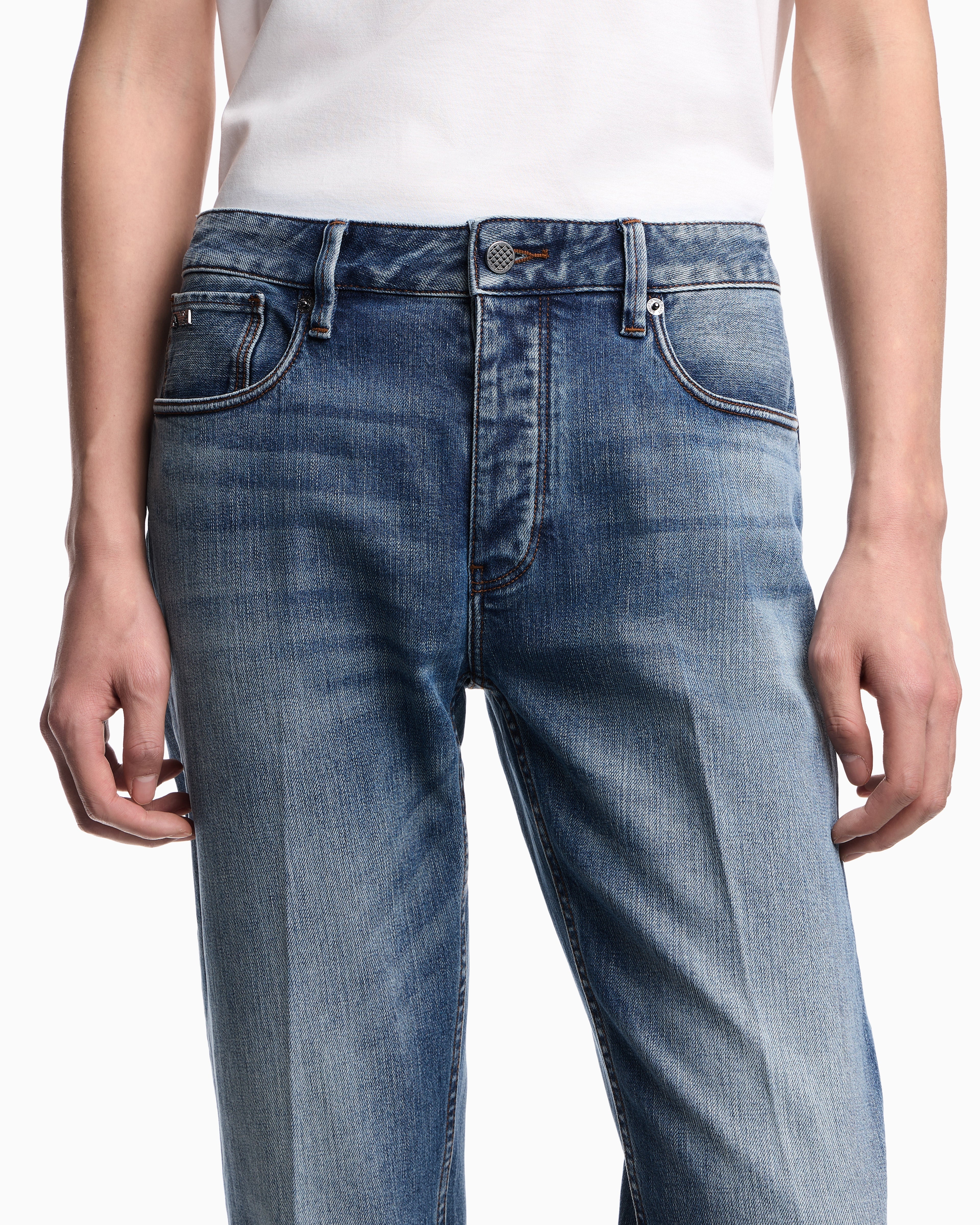 Emporio Armani J75 slim-fit, stone-washed 8.6-oz comfort stretch-denim jeans