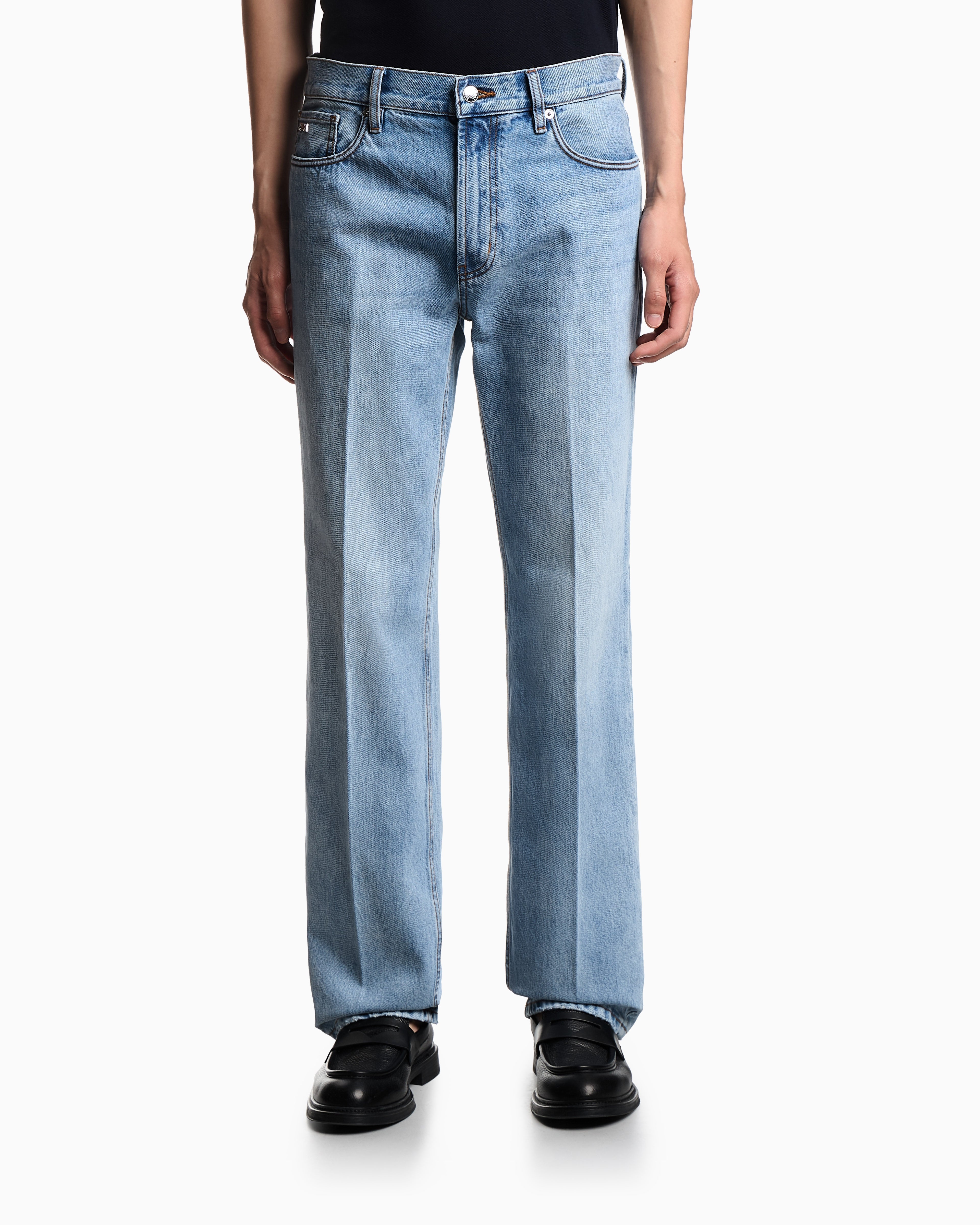 Emporio Armani J76 straight-fit, stone-washed denim jeans