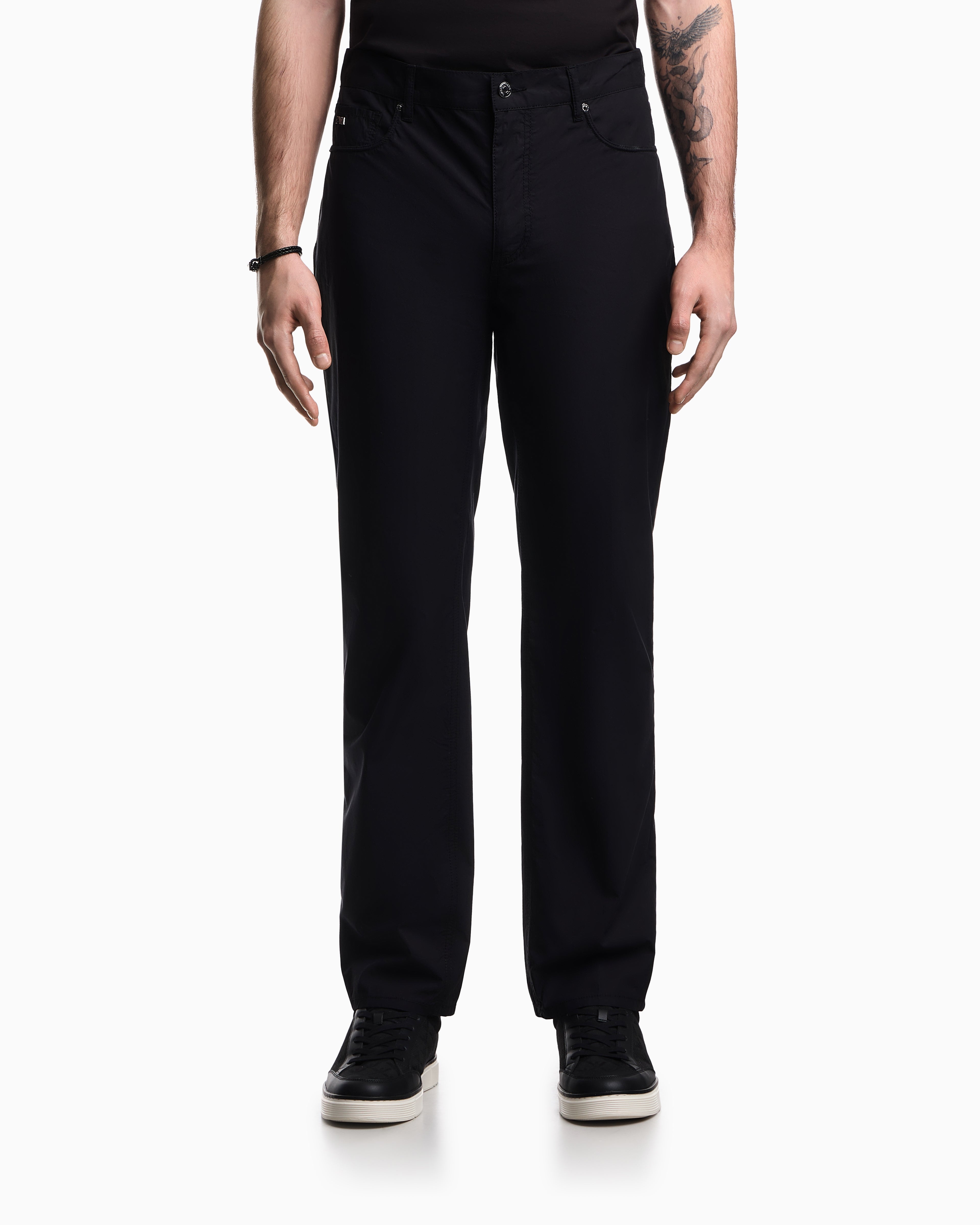 Emporio Armani J76 straight fit, technical cotton five-pocket trousers