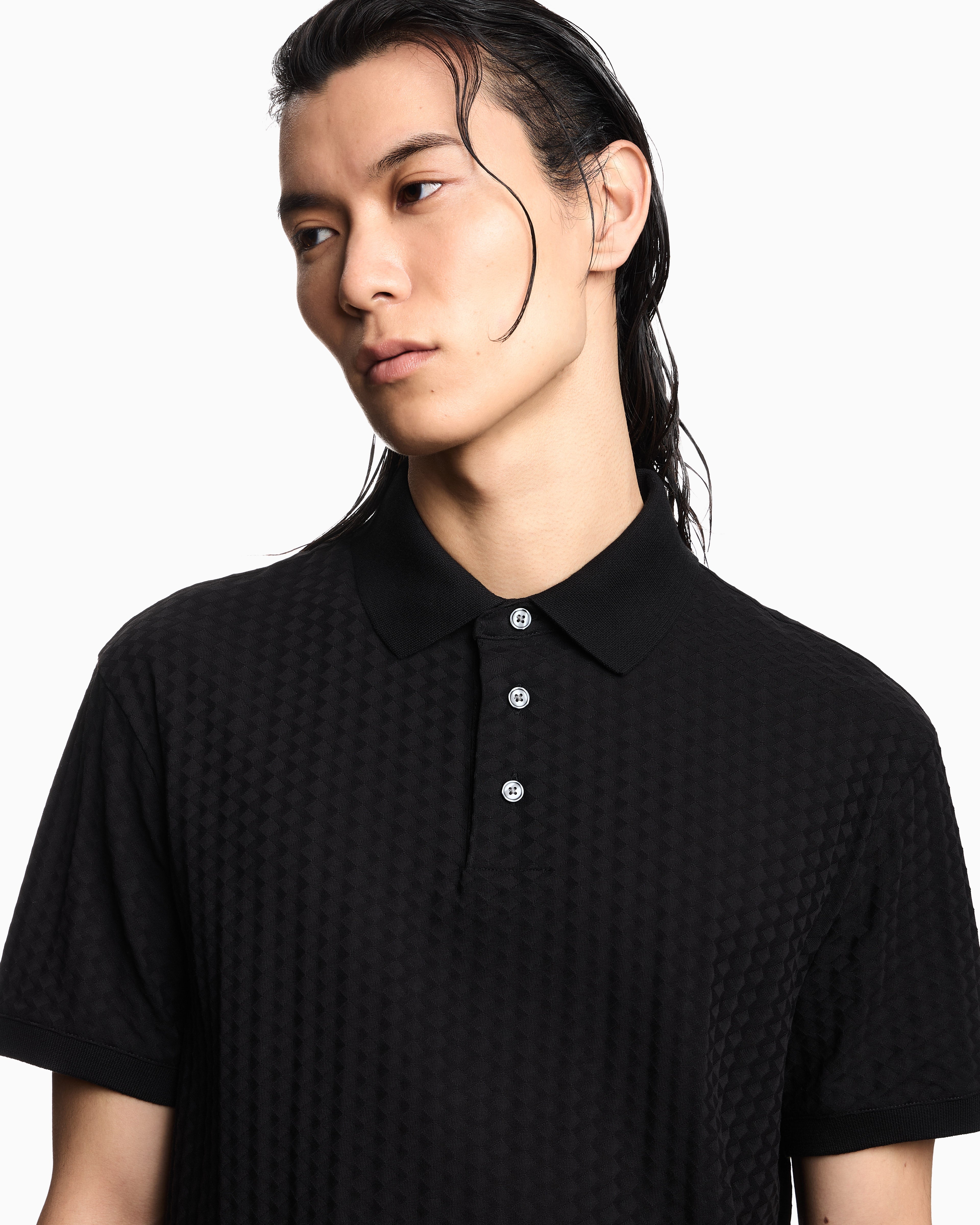 Emporio Armani US Exclusive jacquard jersey polo shirt