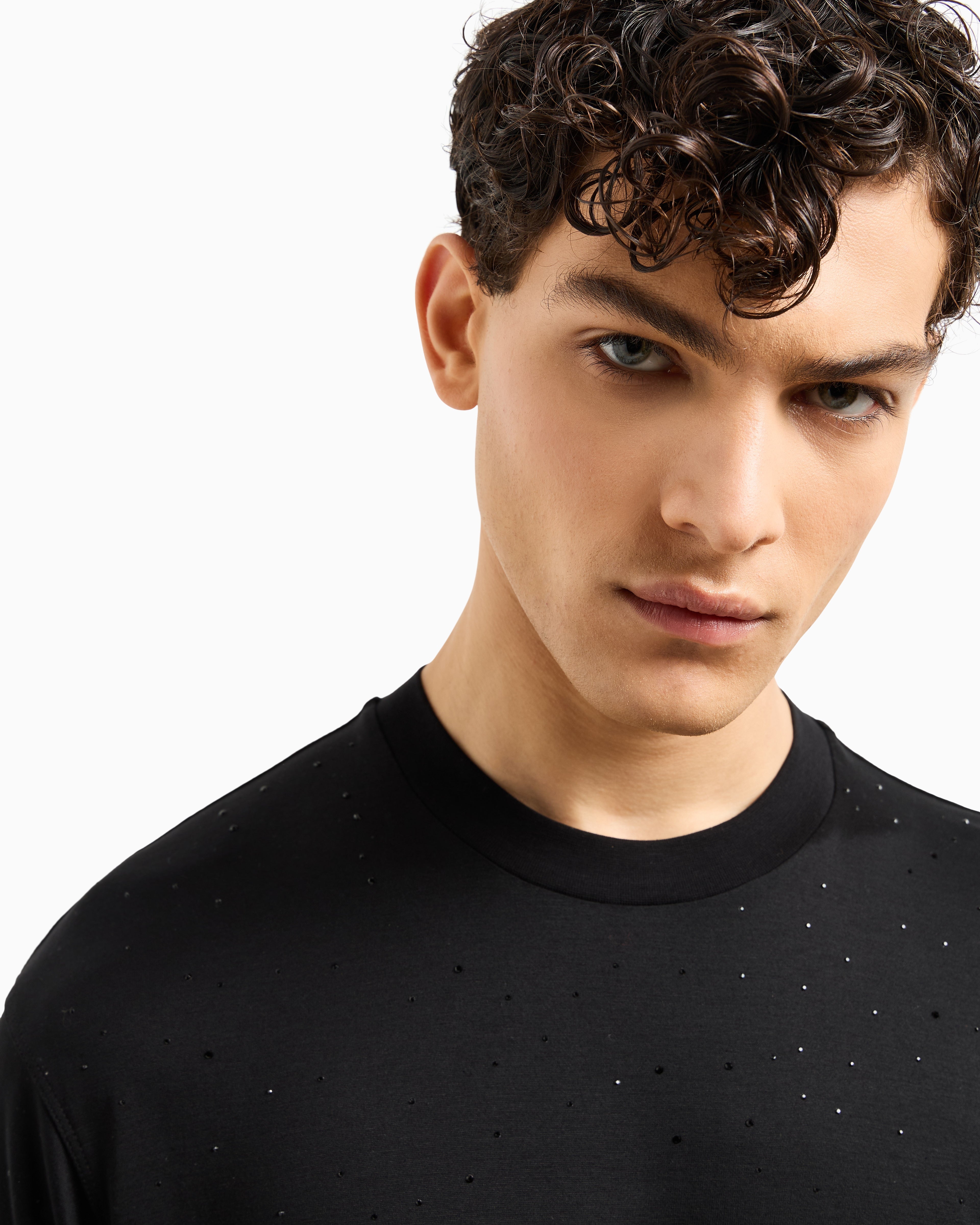 Emporio Armani ASV Clubwear T-shirt in a Lyocell blend jersey with all-over rhinestones