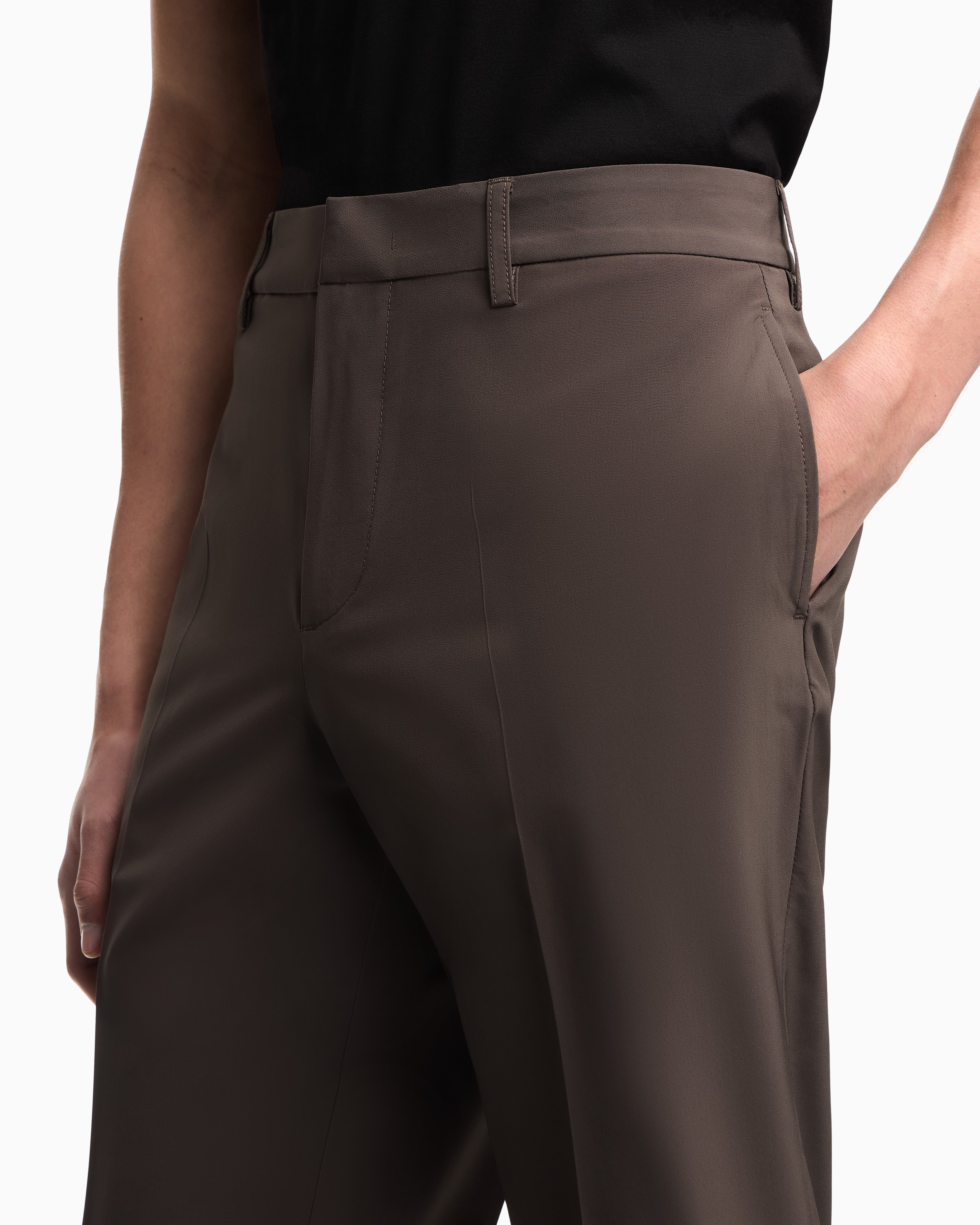 Emporio Armani Nylon viscose blend trousers