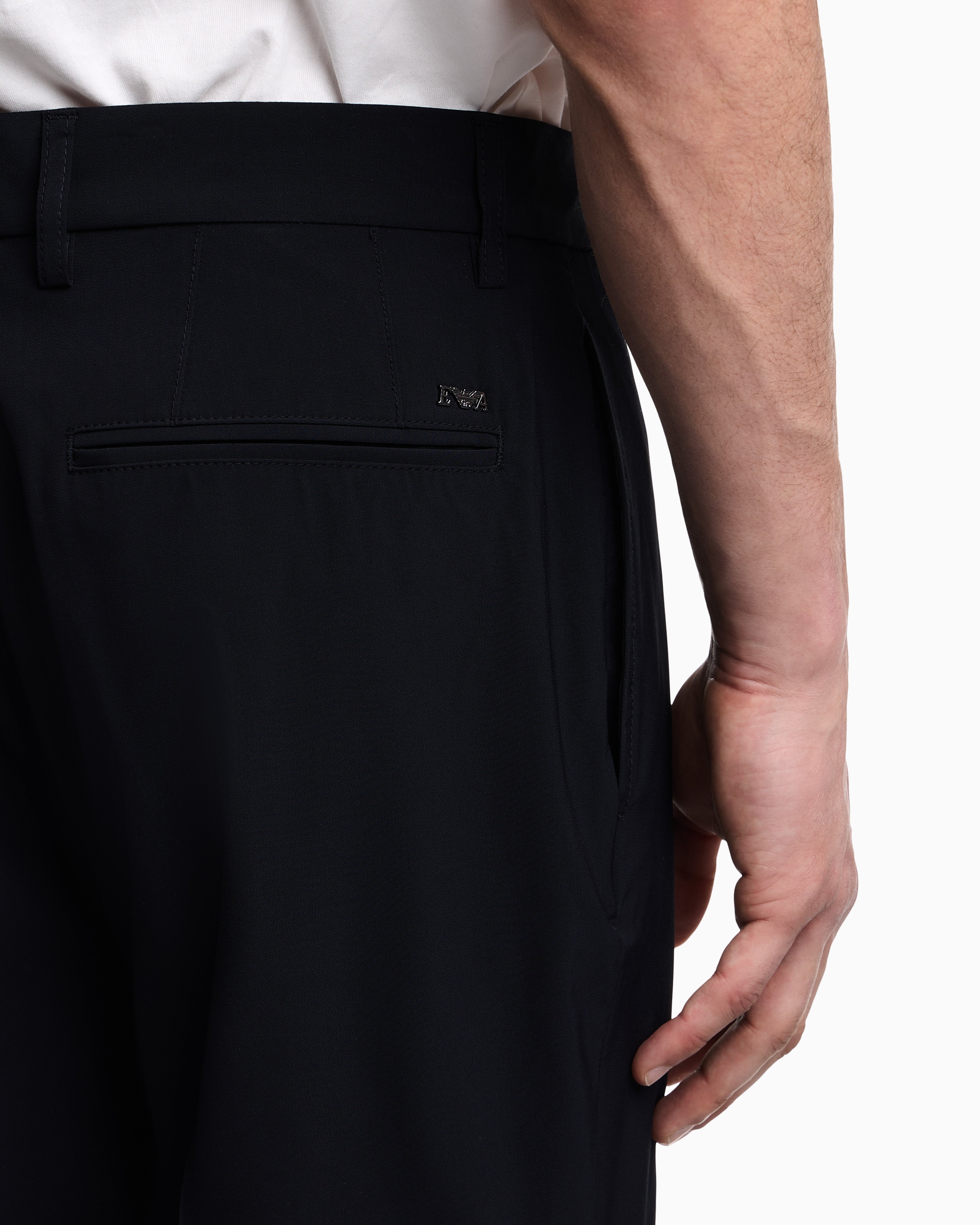 Emporio Armani Nylon viscose blend trousers