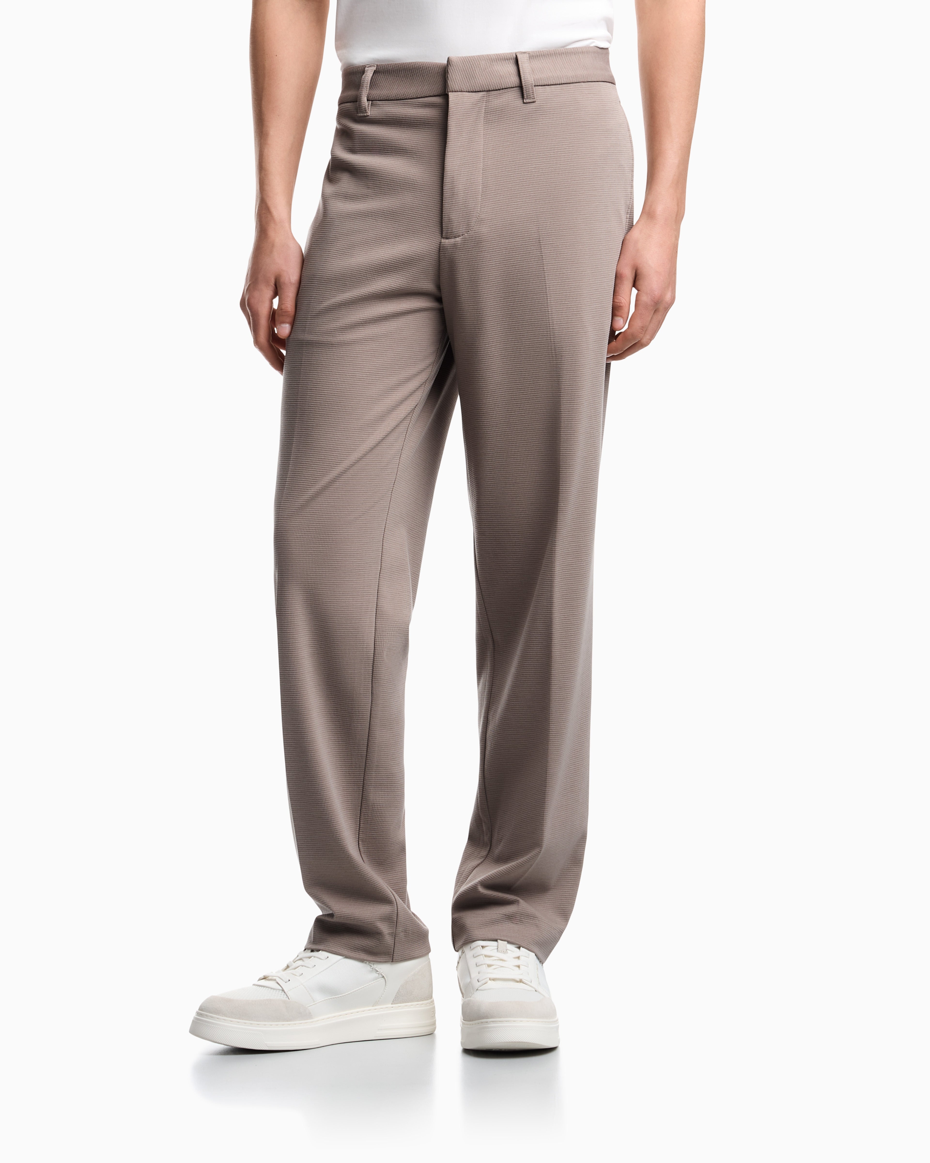 Emporio Armani Waffle-effect armure fabric trousers