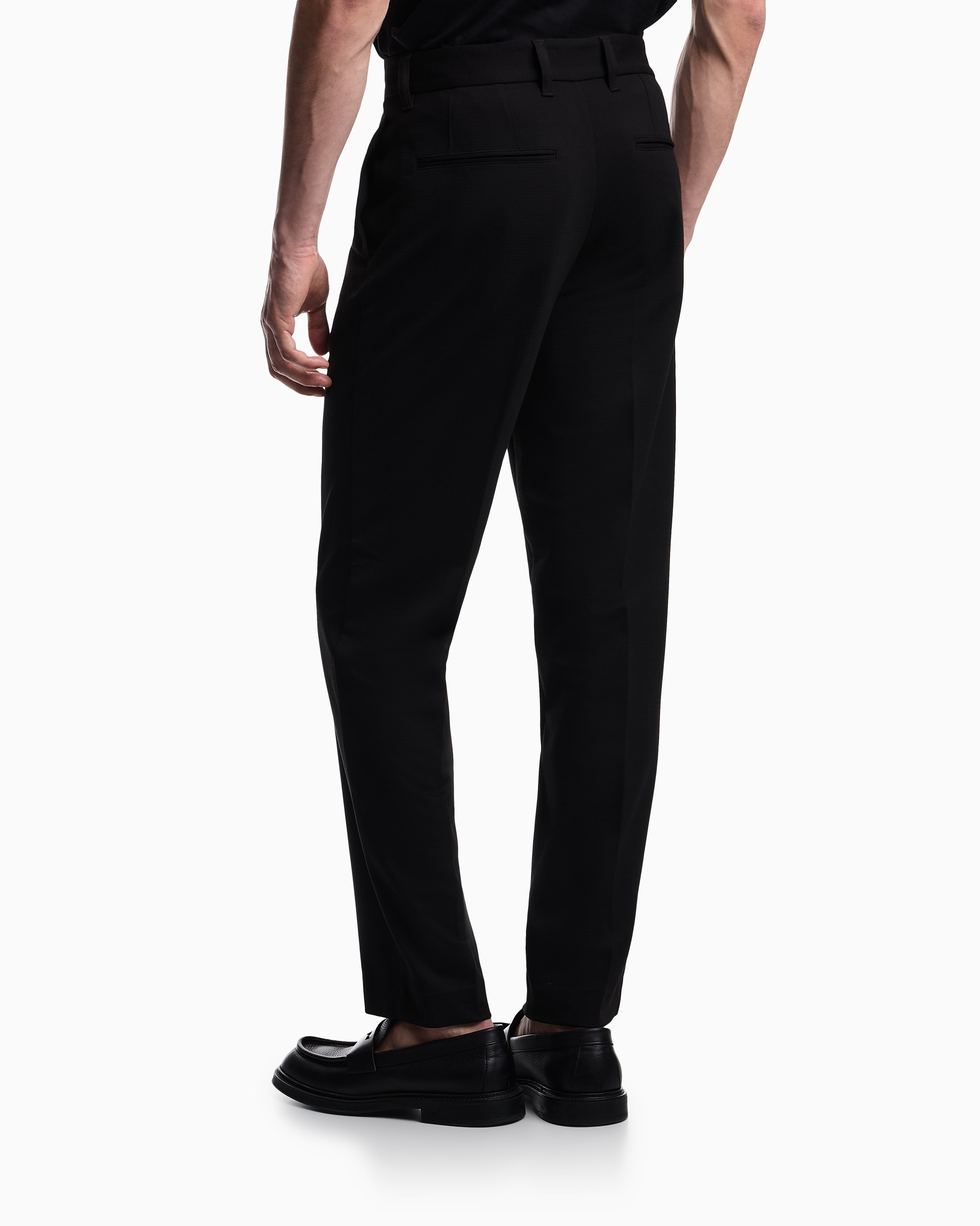 Emporio Armani Waffle-effect armure fabric trousers