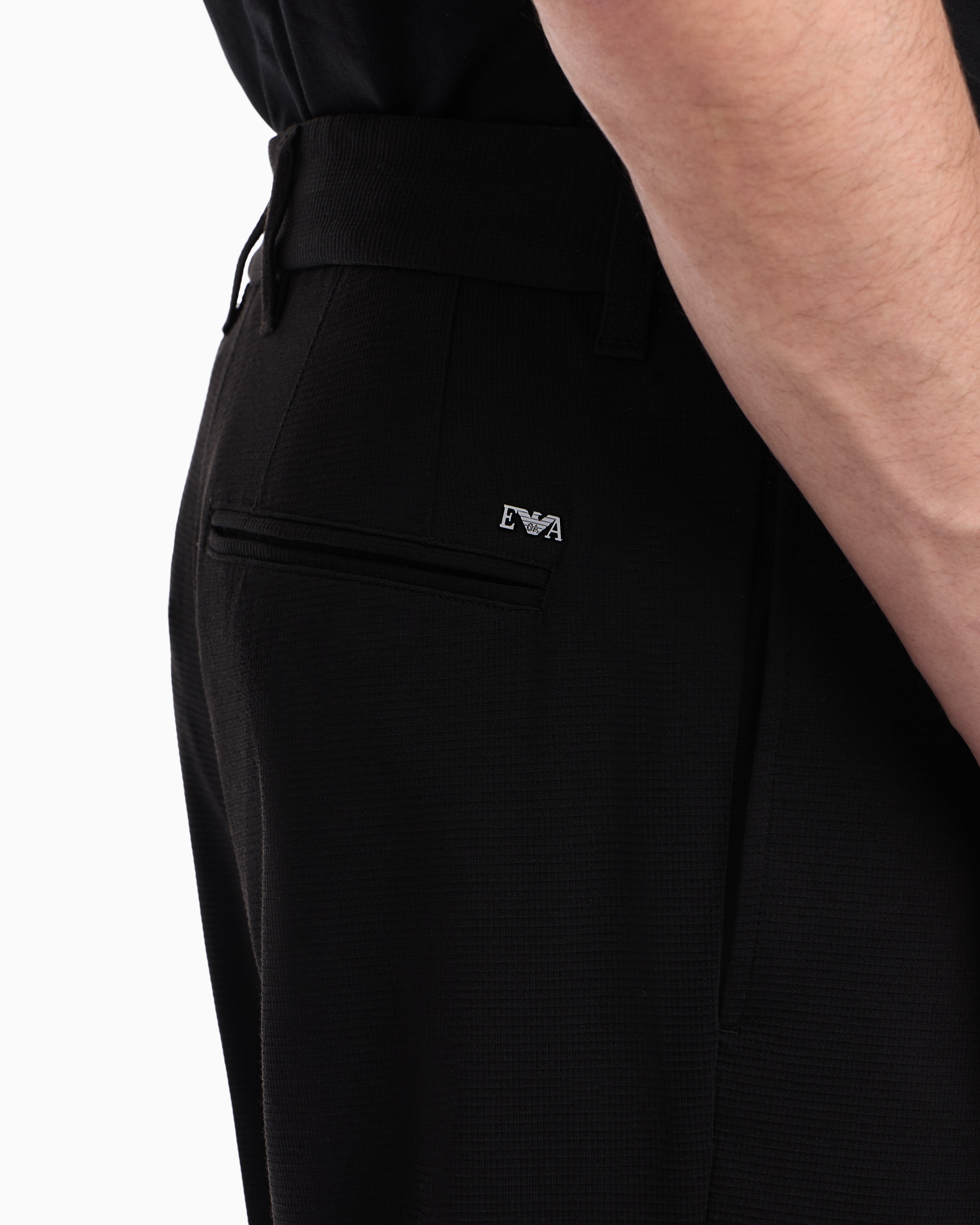 Emporio Armani Waffle-effect armure fabric trousers