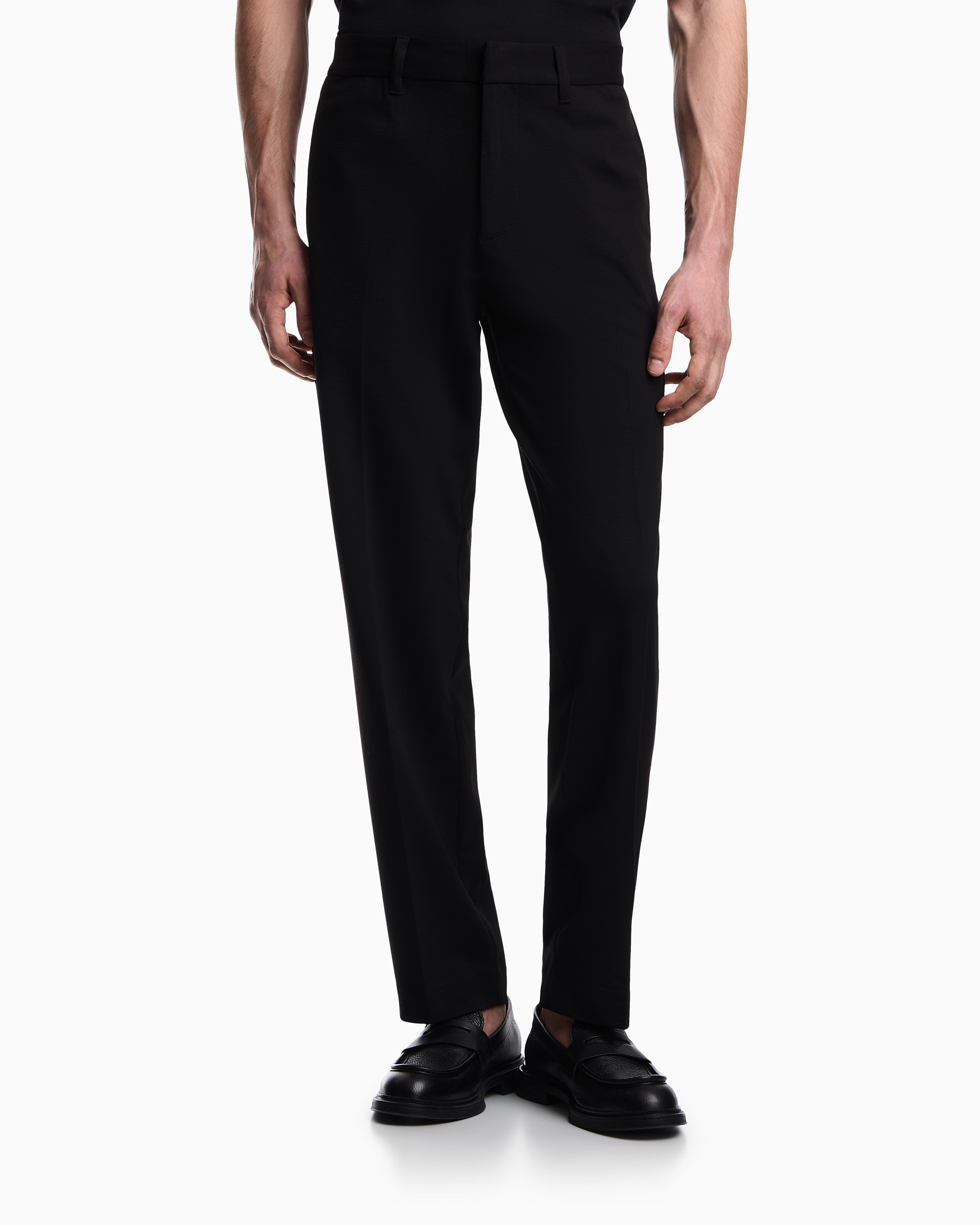 Emporio Armani Waffle-effect armure fabric trousers