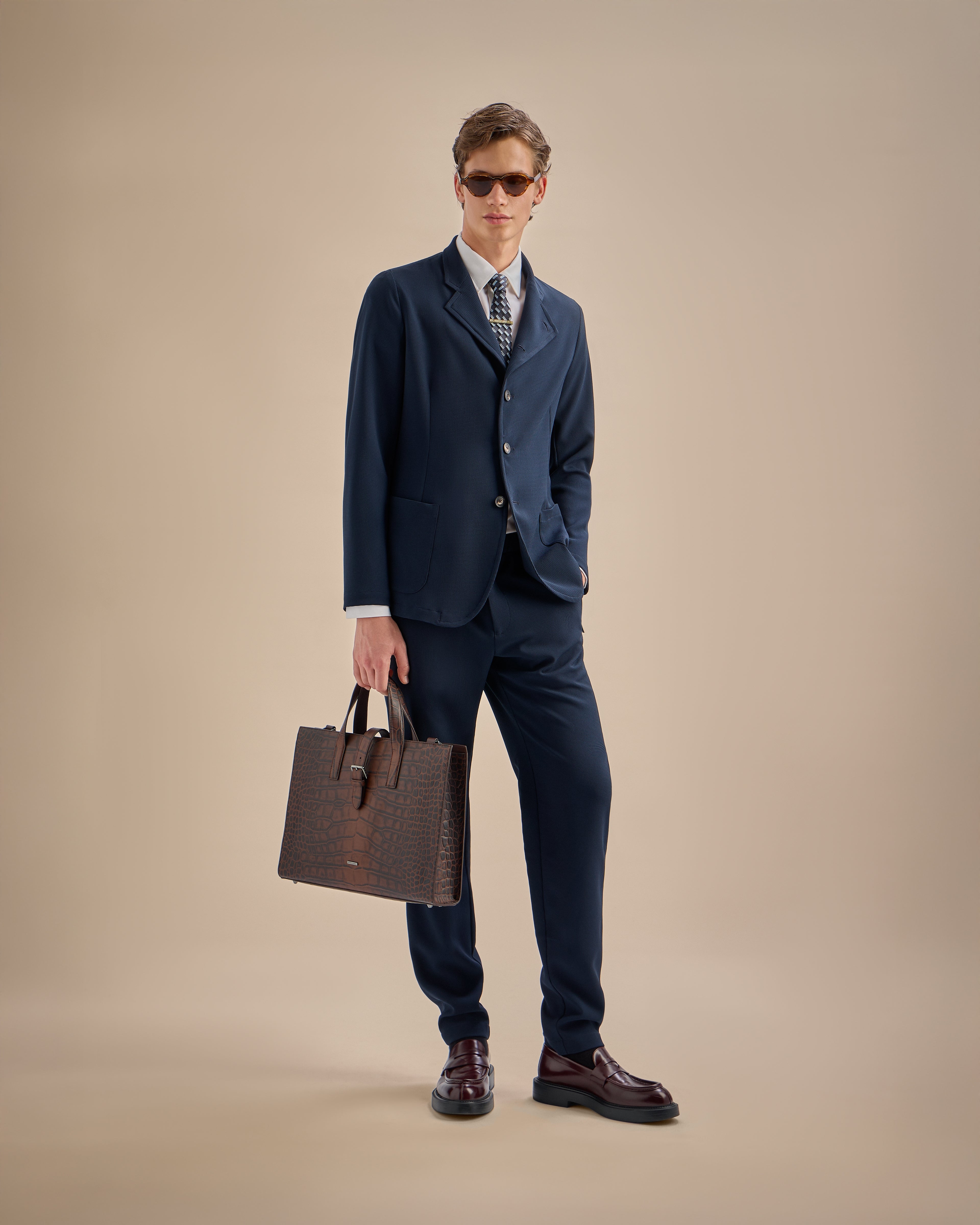 Emporio Armani Icon 3D piqué-effect crêpe jersey trousers
