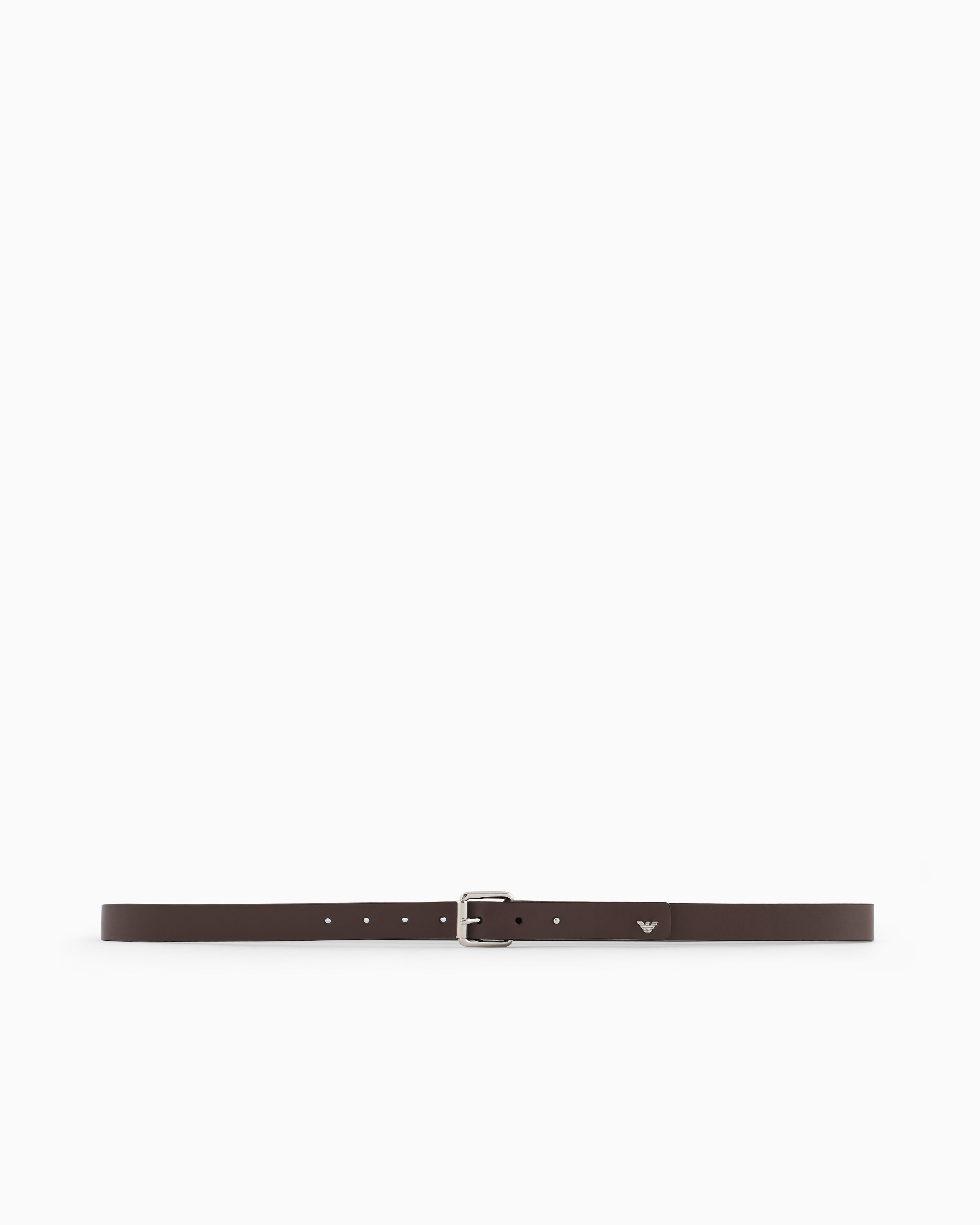 Emporio Armani Smooth leather belt with eagle plate