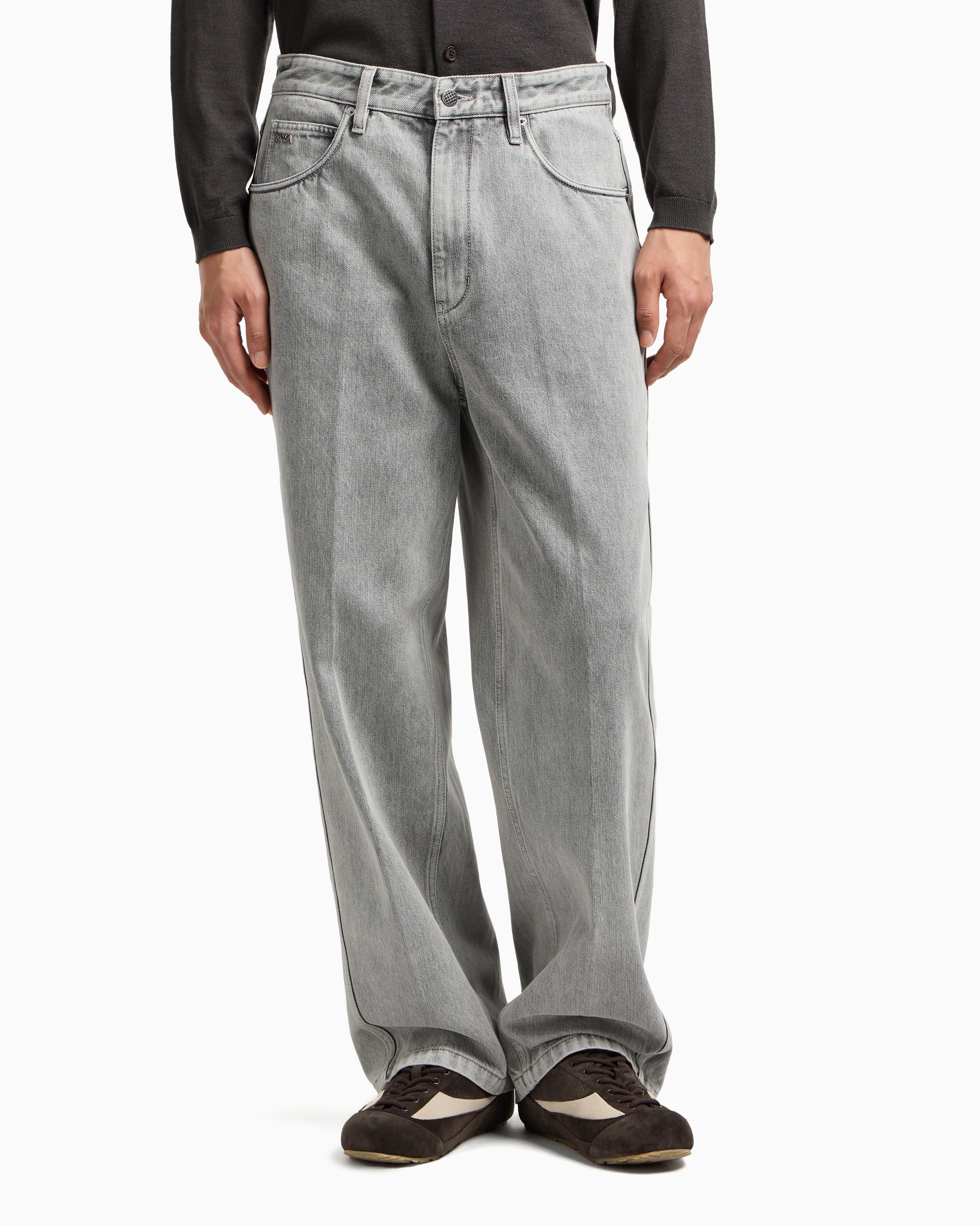Emporio Armani ASV J80 baggy twist-fit jeans in stone-washed bleached denim