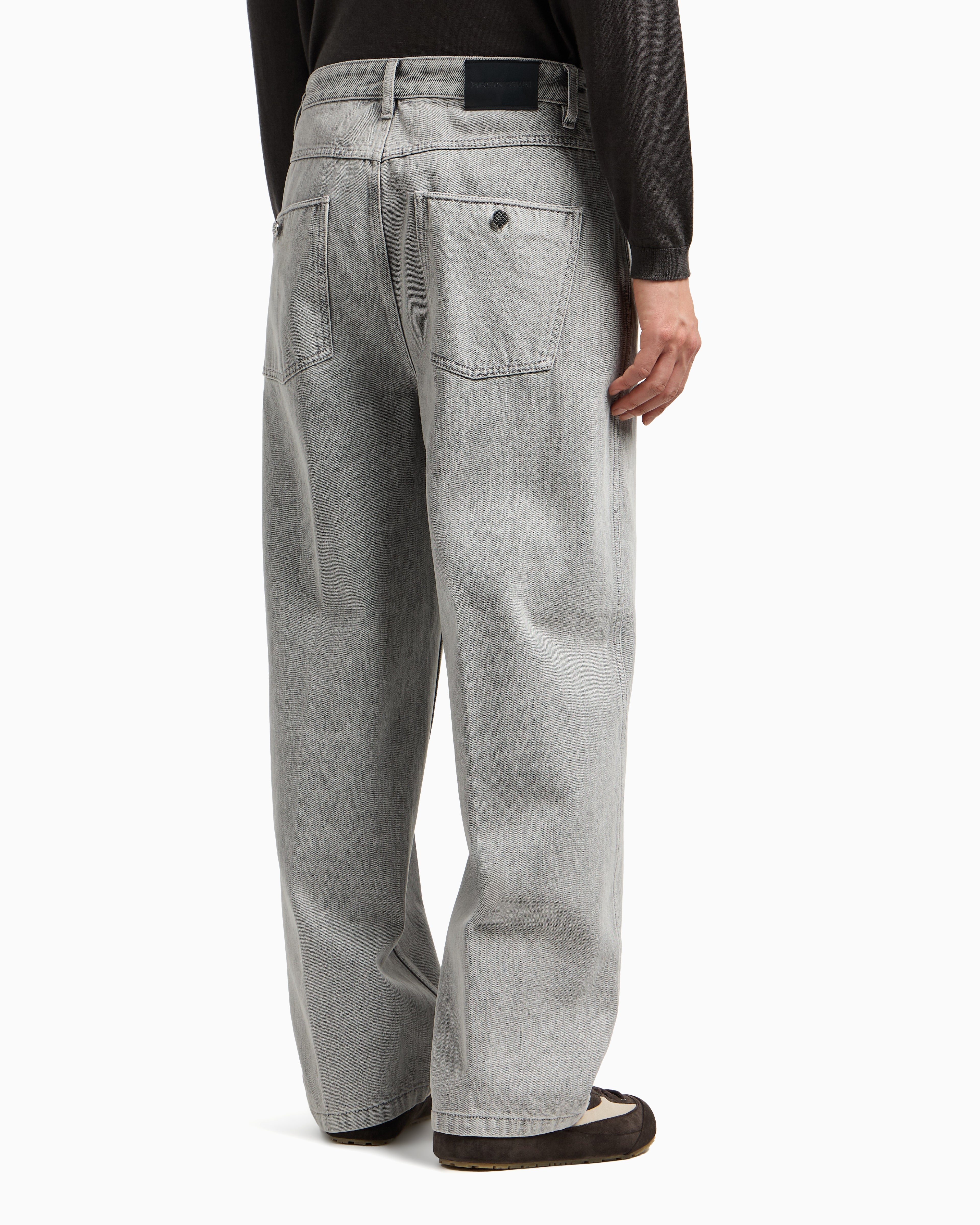 Emporio Armani ASV J80 baggy twist-fit jeans in stone-washed bleached denim