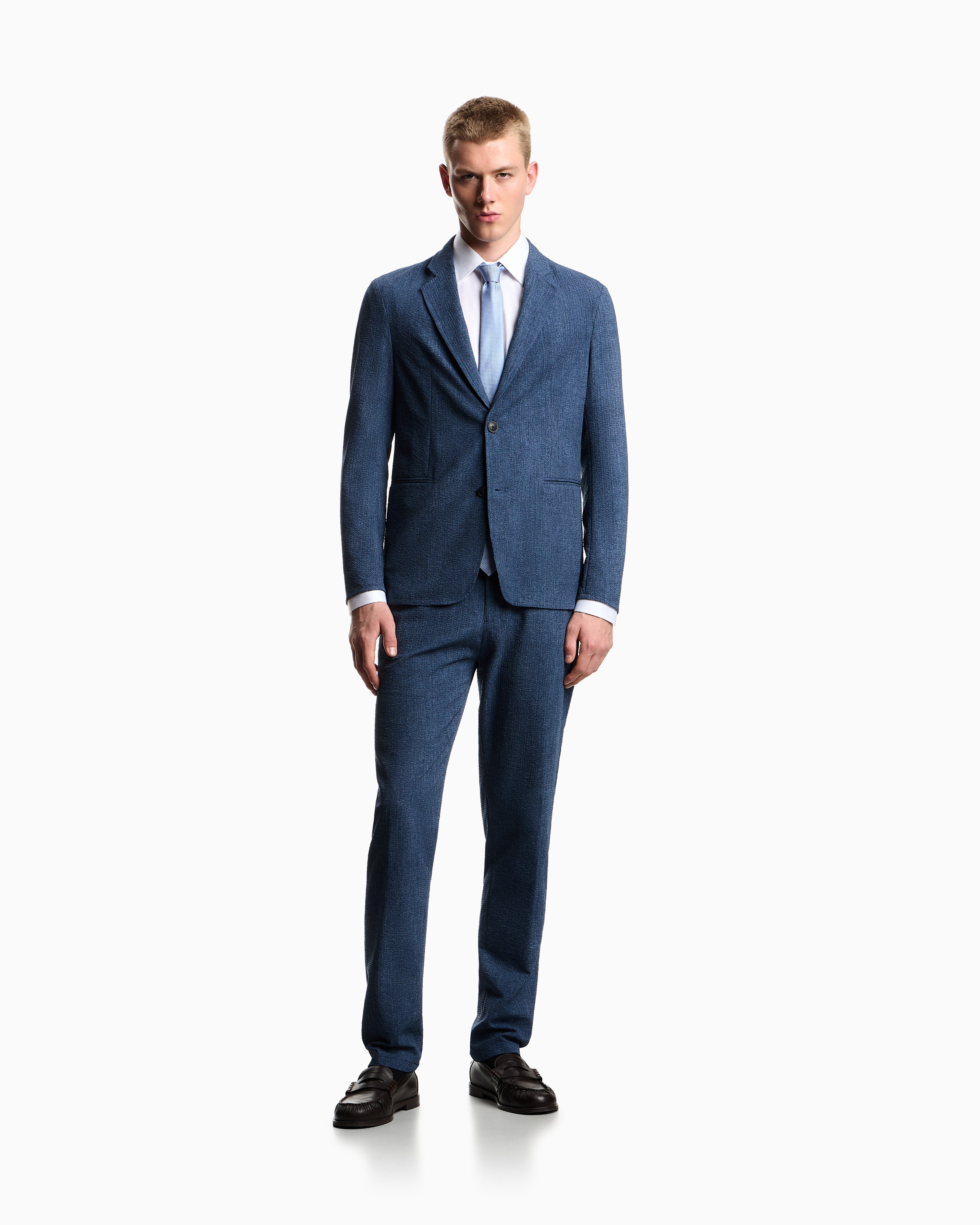 Emporio Armani Printed seersucker fabric trousers