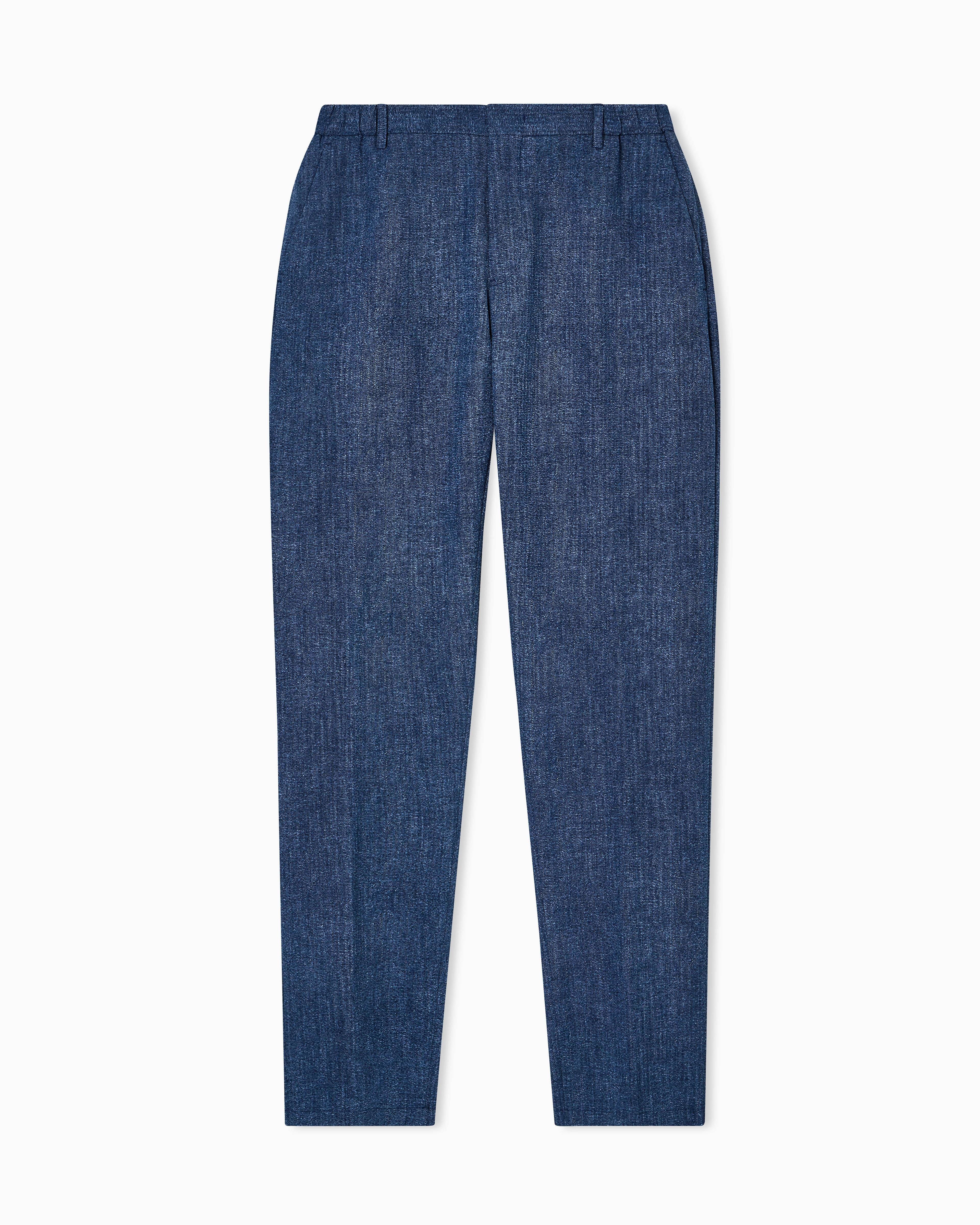 Emporio Armani Printed seersucker fabric trousers