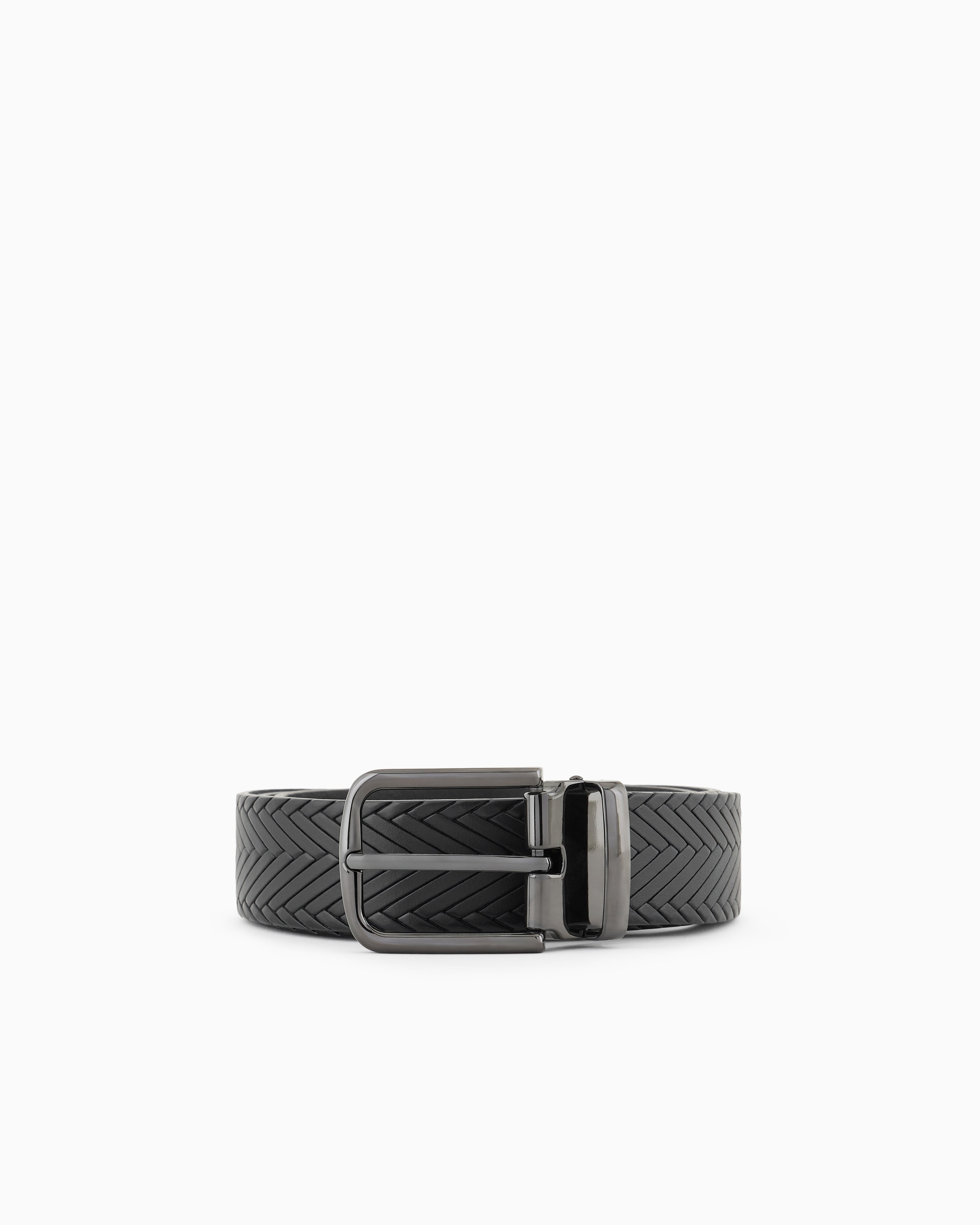 Emporio Armani Leather belt with braided print