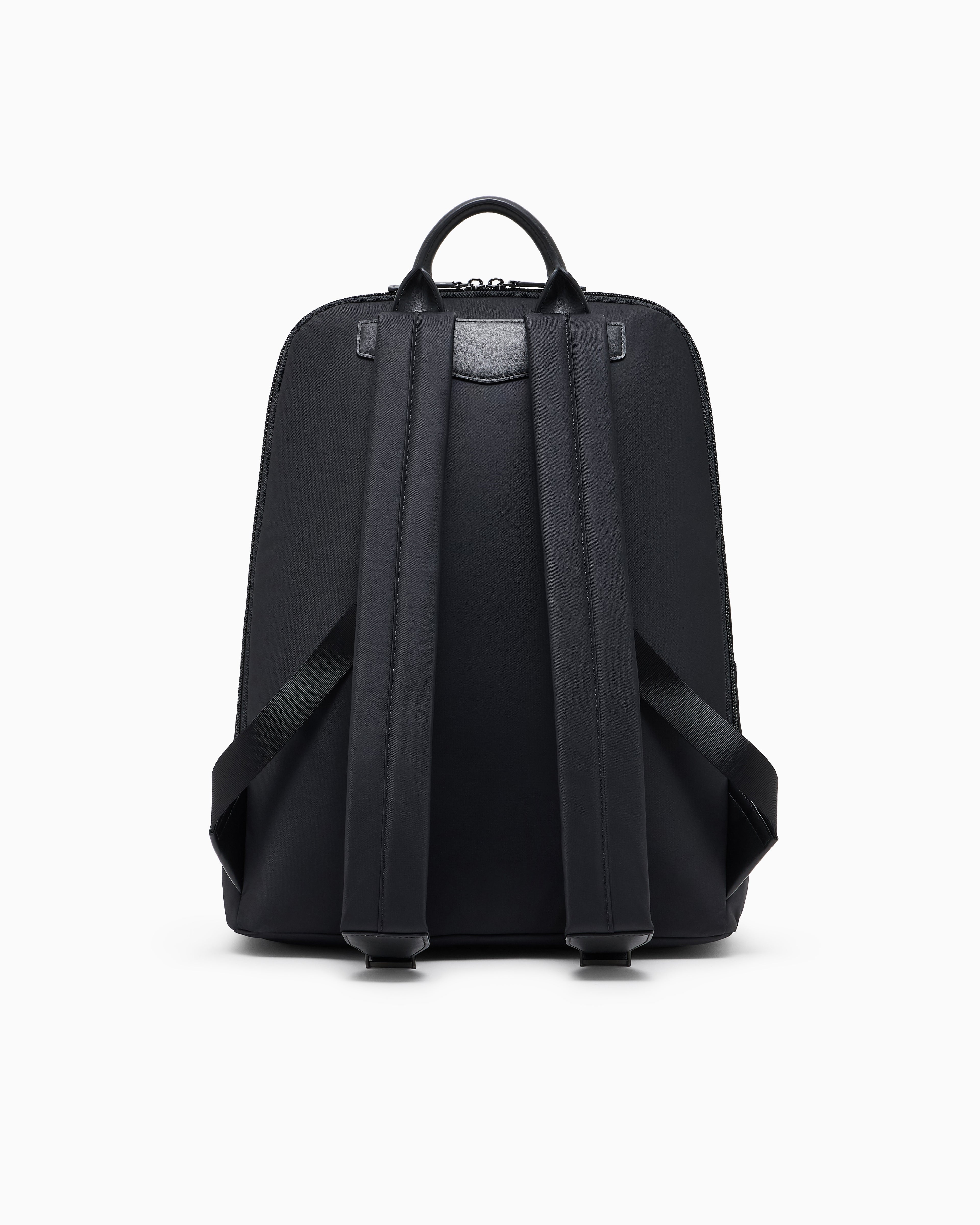 Emporio Armani Recycled nylon backpack with zip and leather details
