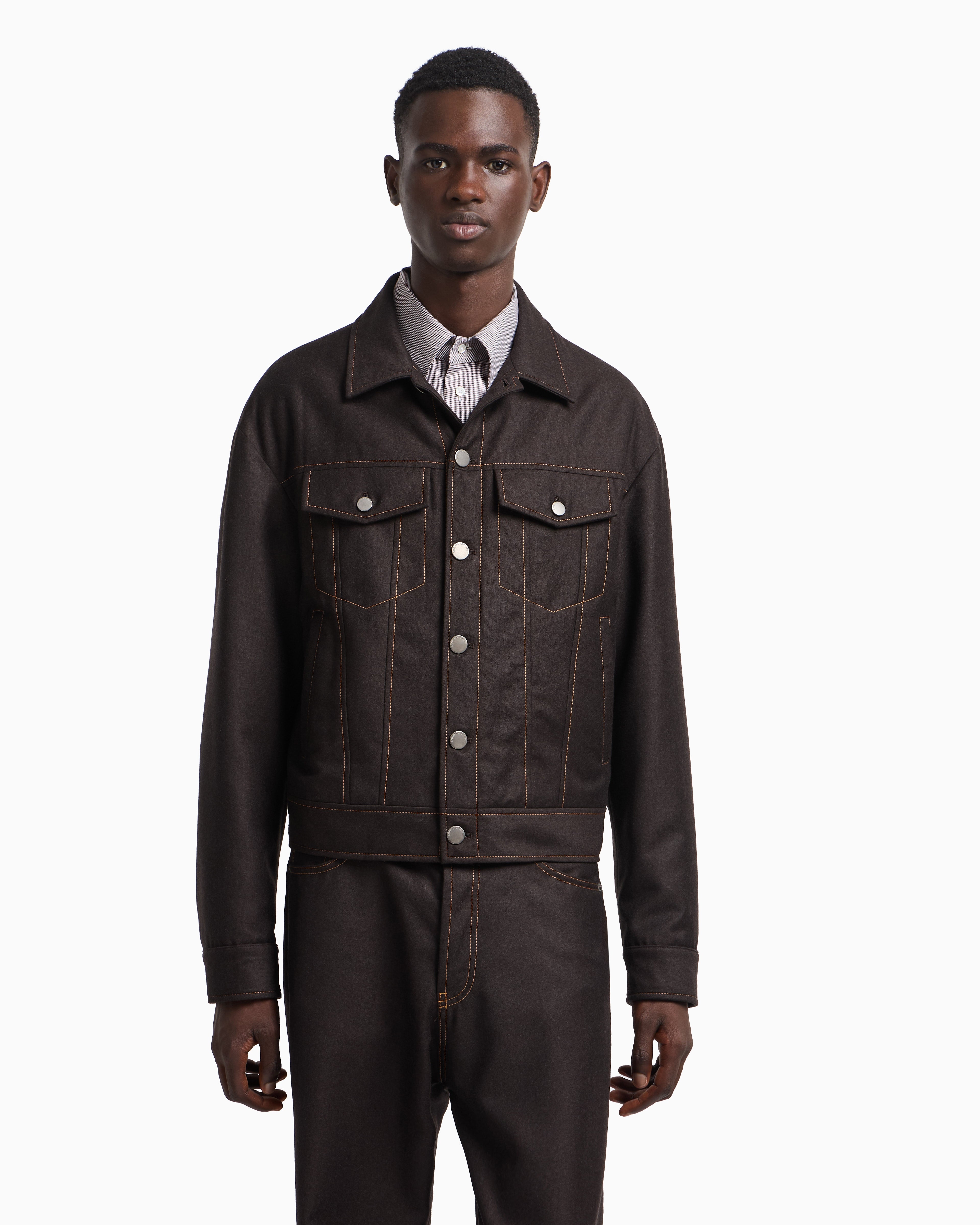 Emporio Armani Denim-effect virgin wool flannel blouson