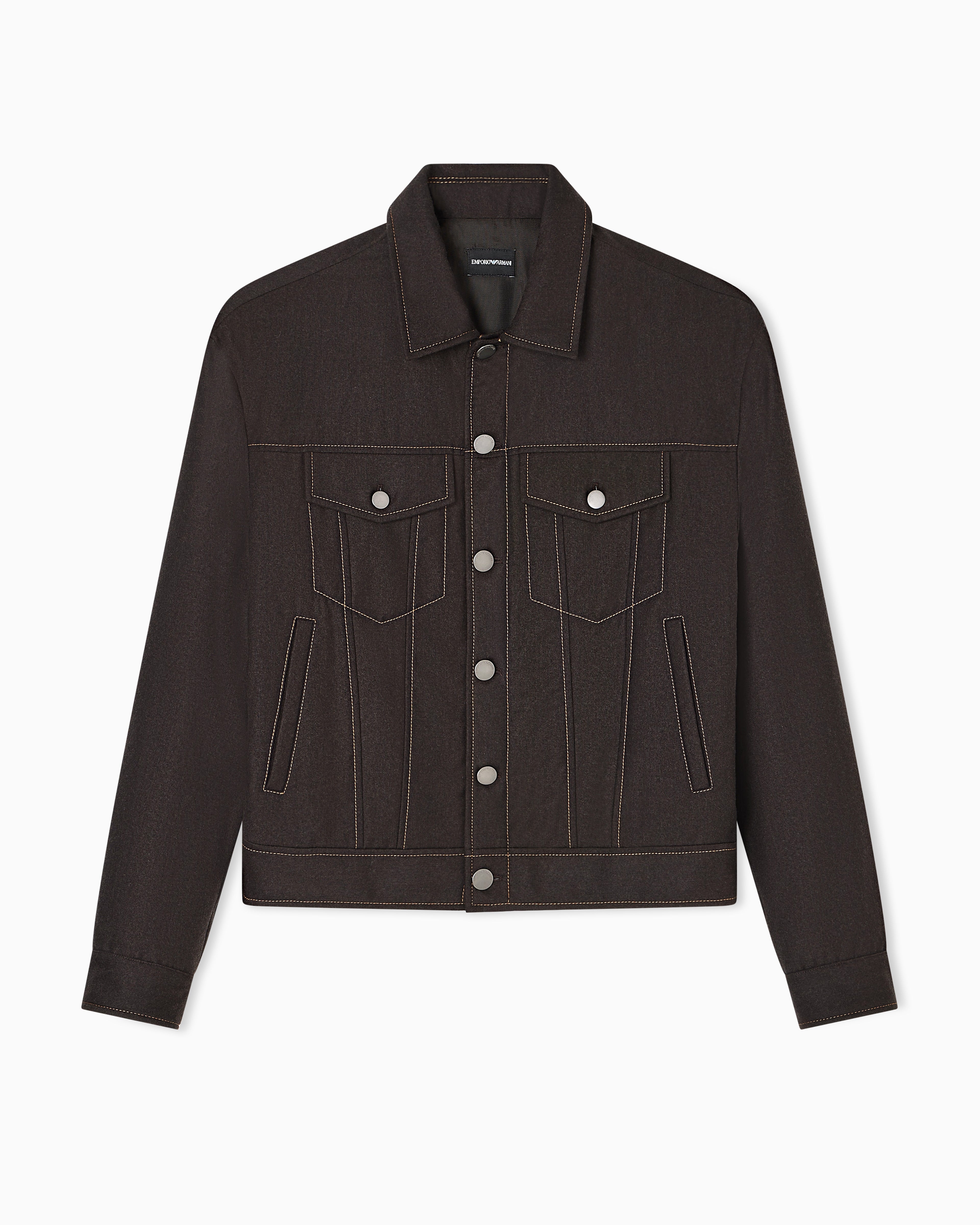 Emporio Armani Denim-effect virgin wool flannel blouson
