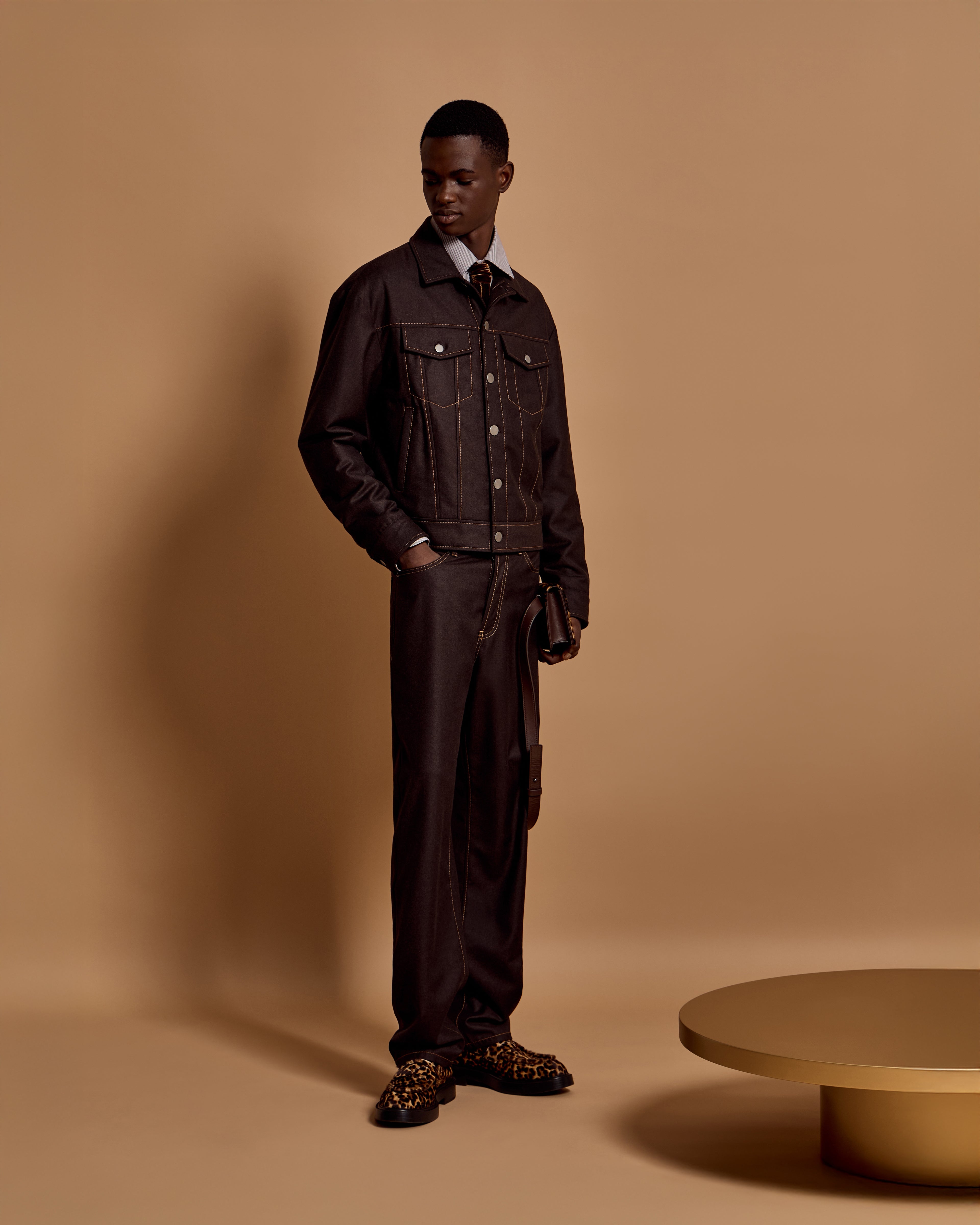 Emporio Armani Denim-effect virgin wool flannel blouson