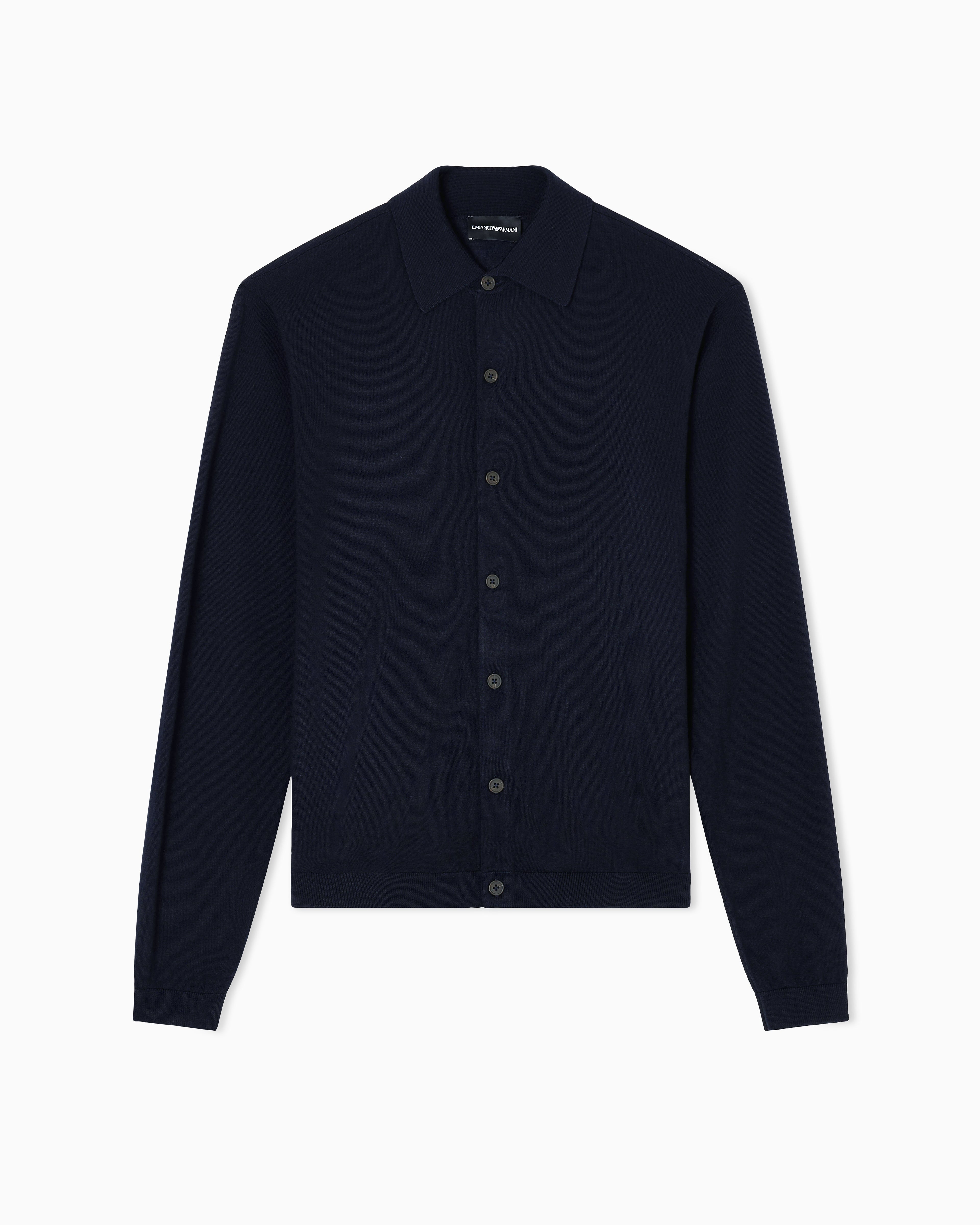 Emporio Armani Travel Essentials plain-knit virgin-wool cardigan