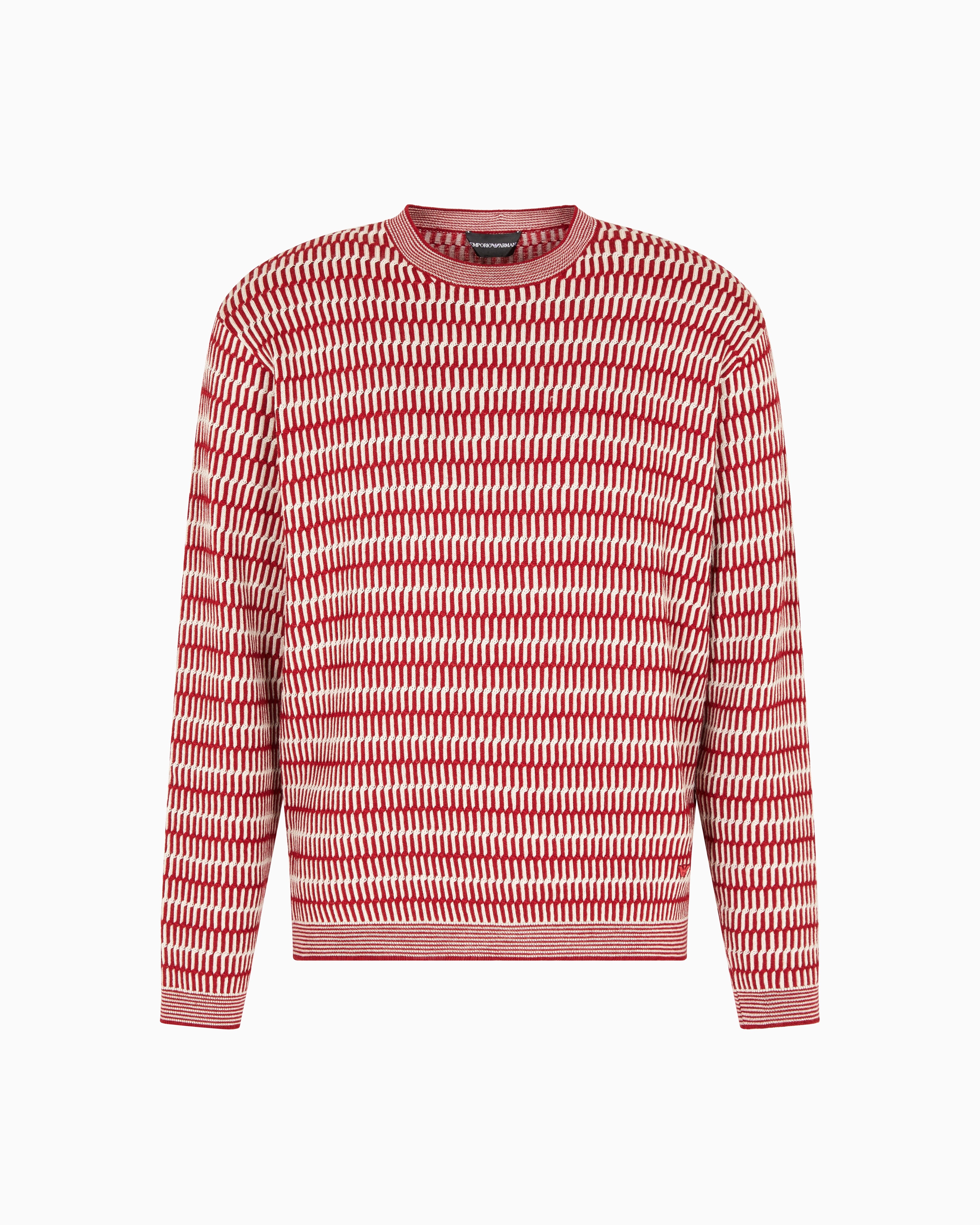 Emporio Armani Two-tone embroidery-stitched jacquard virgin wool jumper
