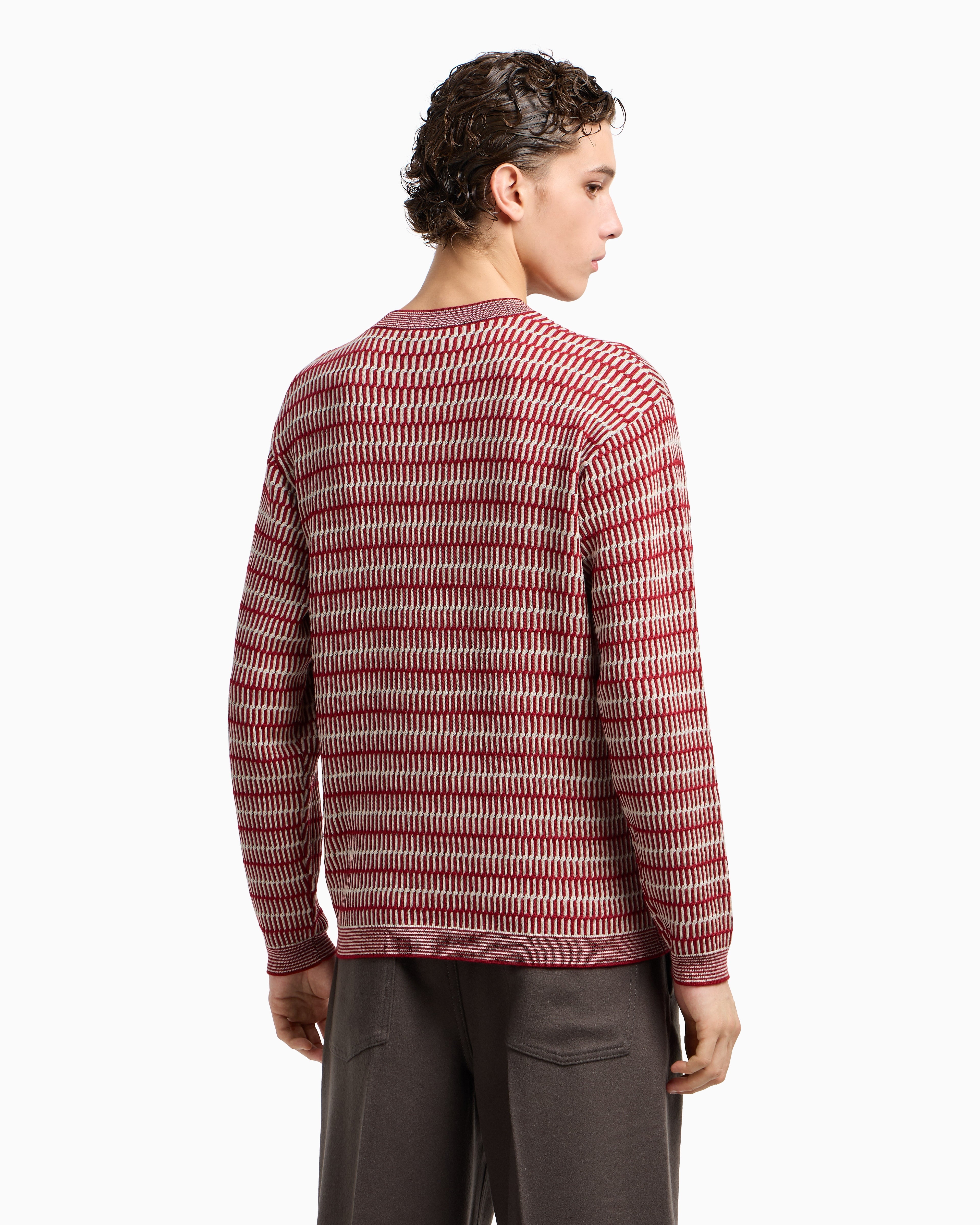 Emporio Armani Two-tone embroidery-stitched jacquard virgin wool jumper